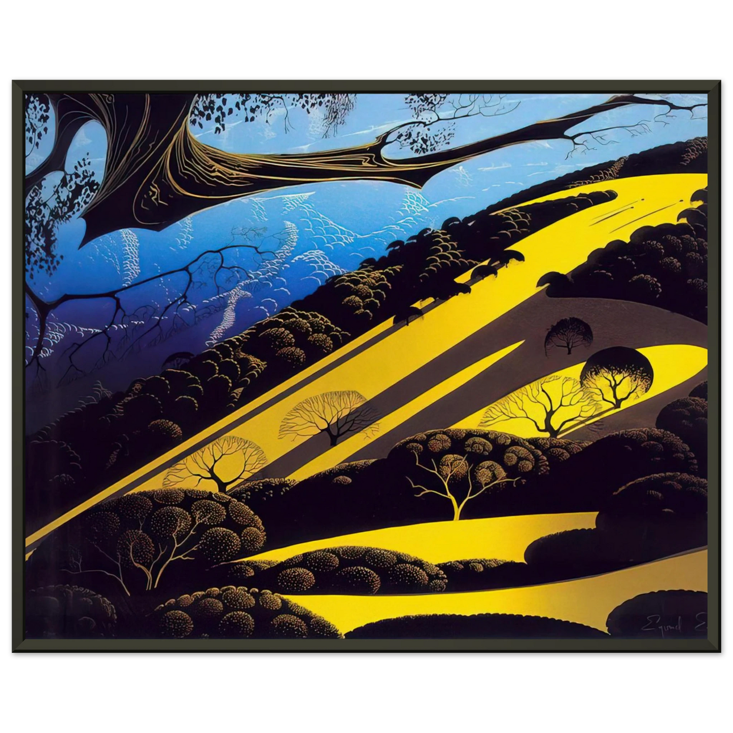 Eyvind Earle  Gaviota Pass Framed Art Print  - Aluminum Frame - 60x80 cm / 24x32 inches