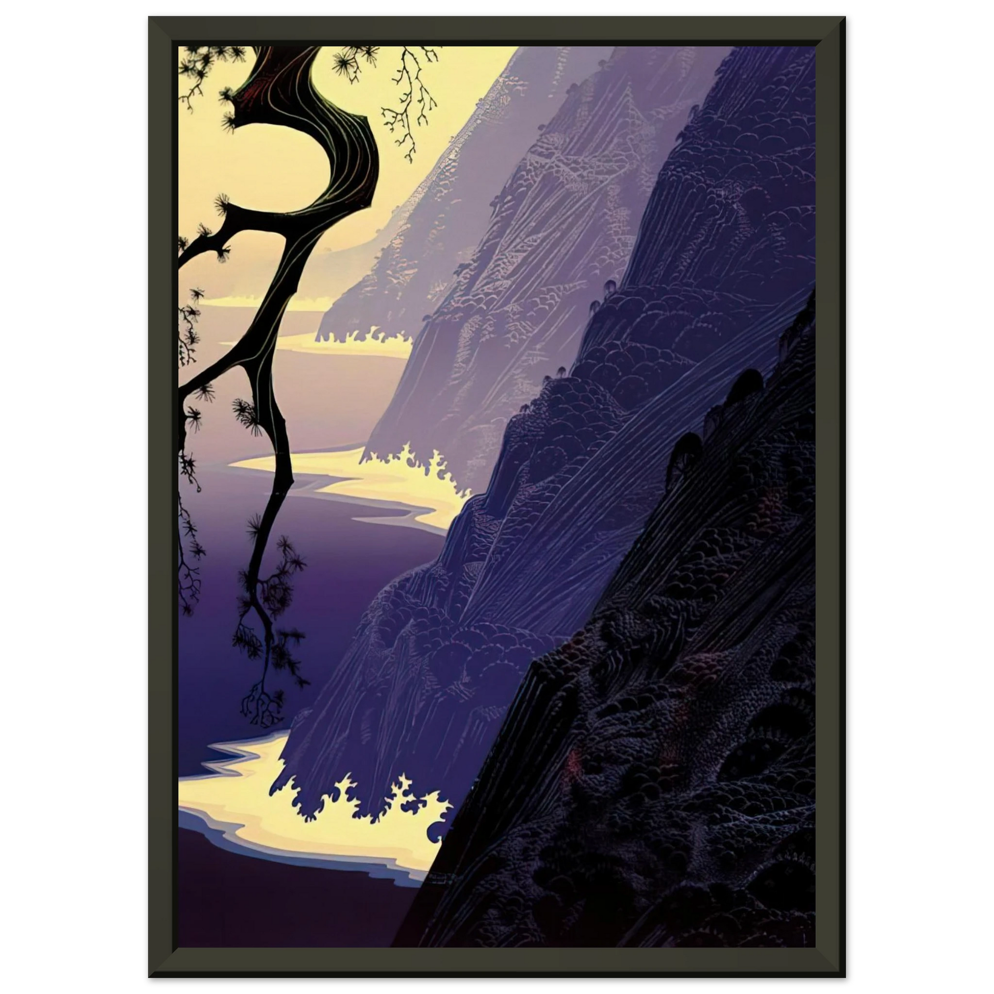 Eyvind Earle  Purple Mist Framed Art Print  - Aluminum Frame - 60x80 cm / 24x32 inches