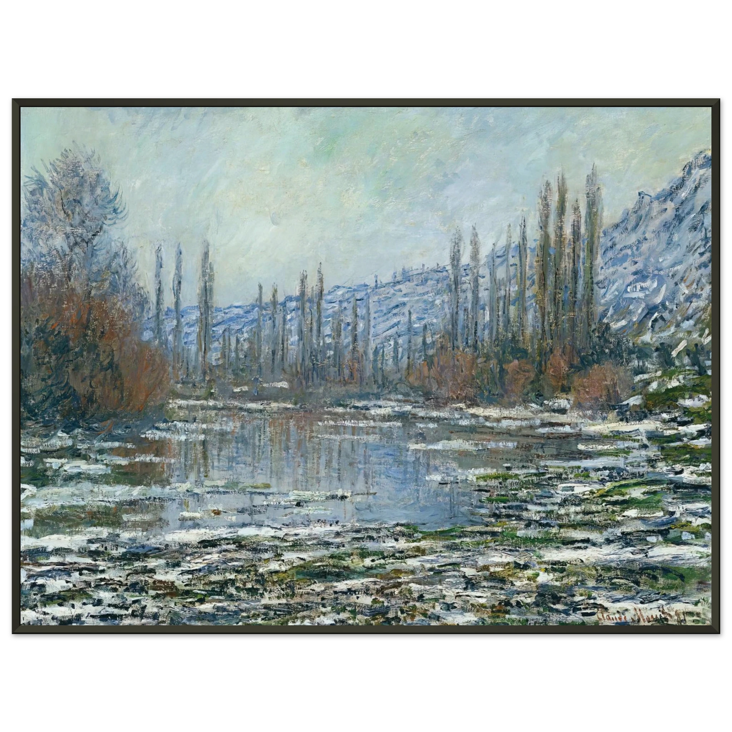 claude monet The Thaw at Vetheuil Framed Art Print - Aluminum Frame - 60x80 cm / 24x32 inches