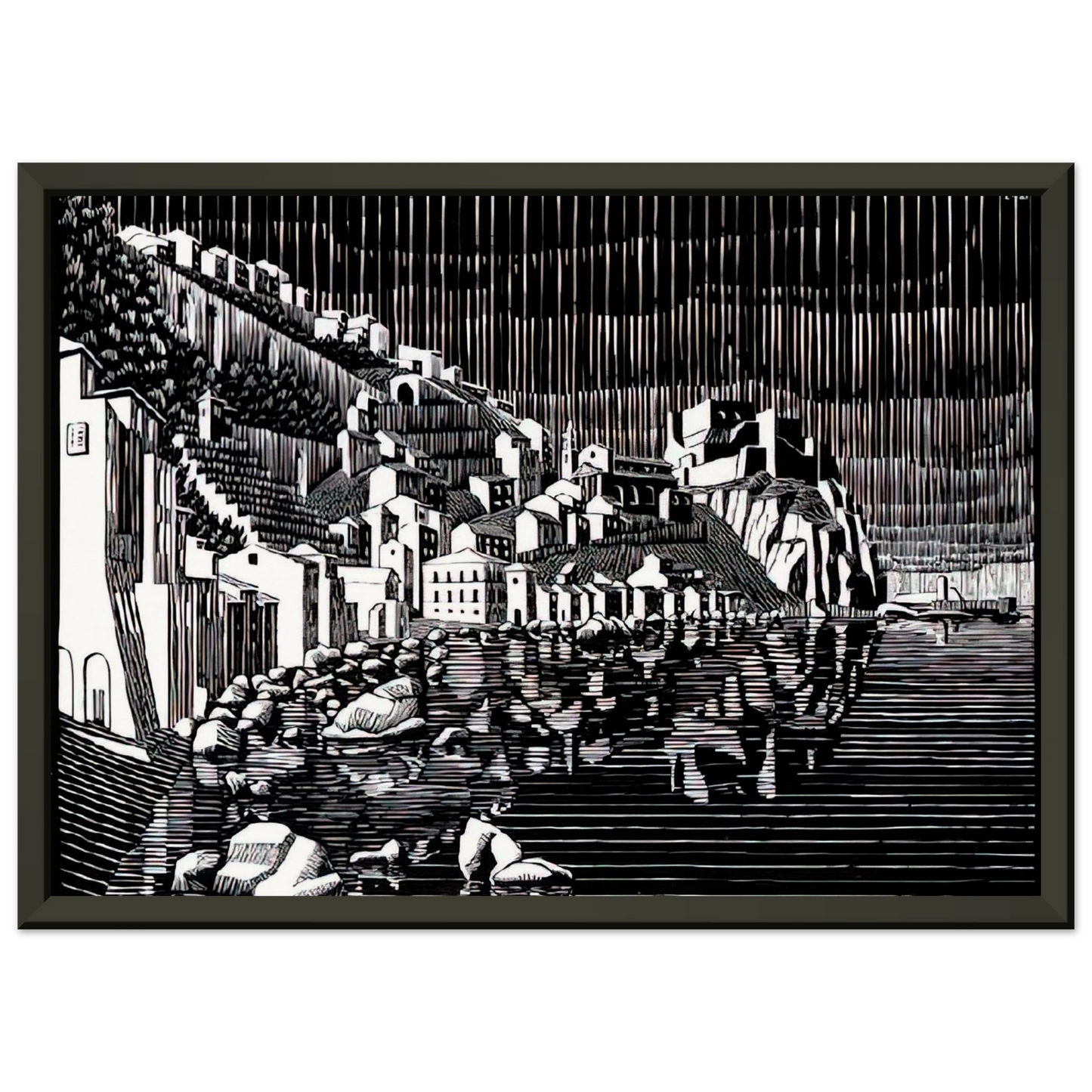 MC Escher  SCILLA CALABRIA FEBRUARY 1931 1931 Framed Art Print  - Aluminum Frame - 60x80 cm / 24x32 inches