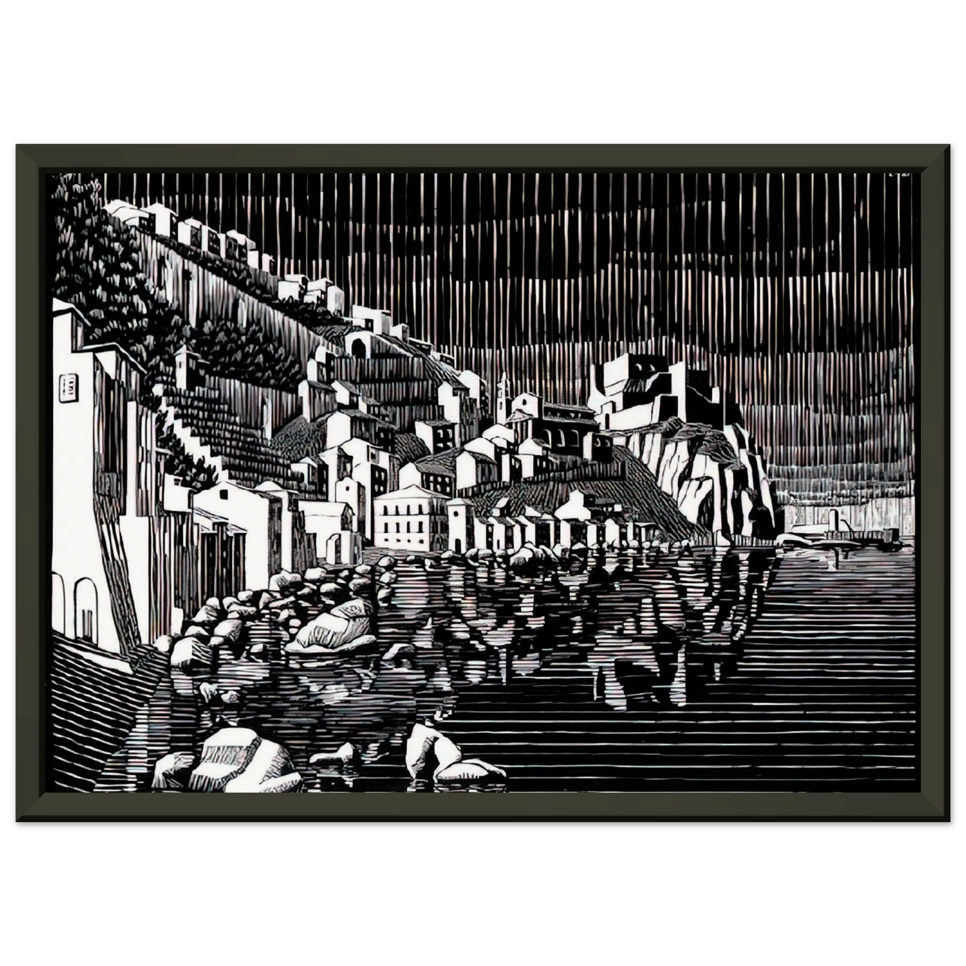 MC Escher  SCILLA CALABRIA FEBRUARY 1931 1931 Framed Art Print  - Aluminum Frame - 60x80 cm / 24x32 inches