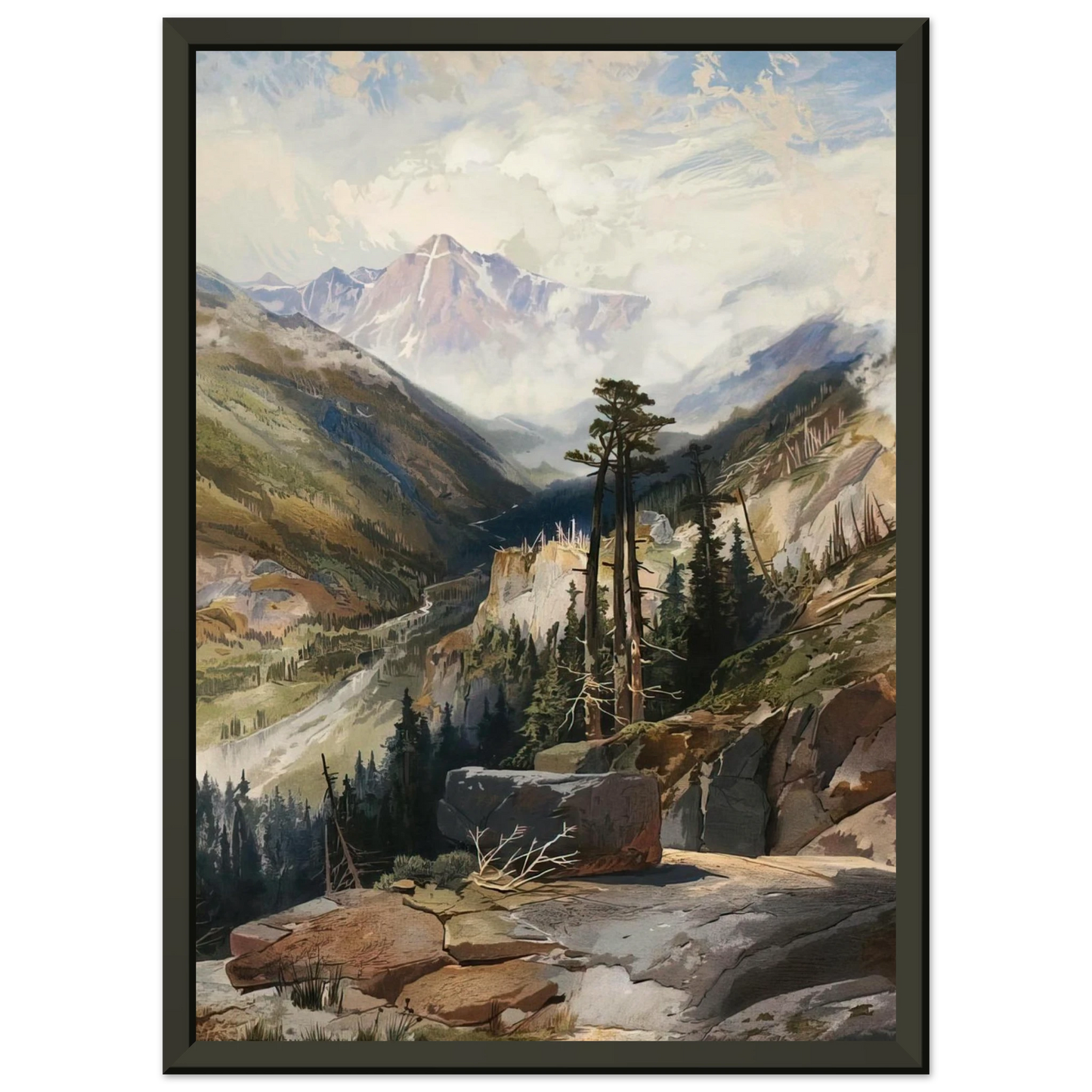 Thomas Moran The Mountain of the Holy Cross Colorado Framed Art Print - Aluminum Frame - 40x50 cm / 16x20 inches