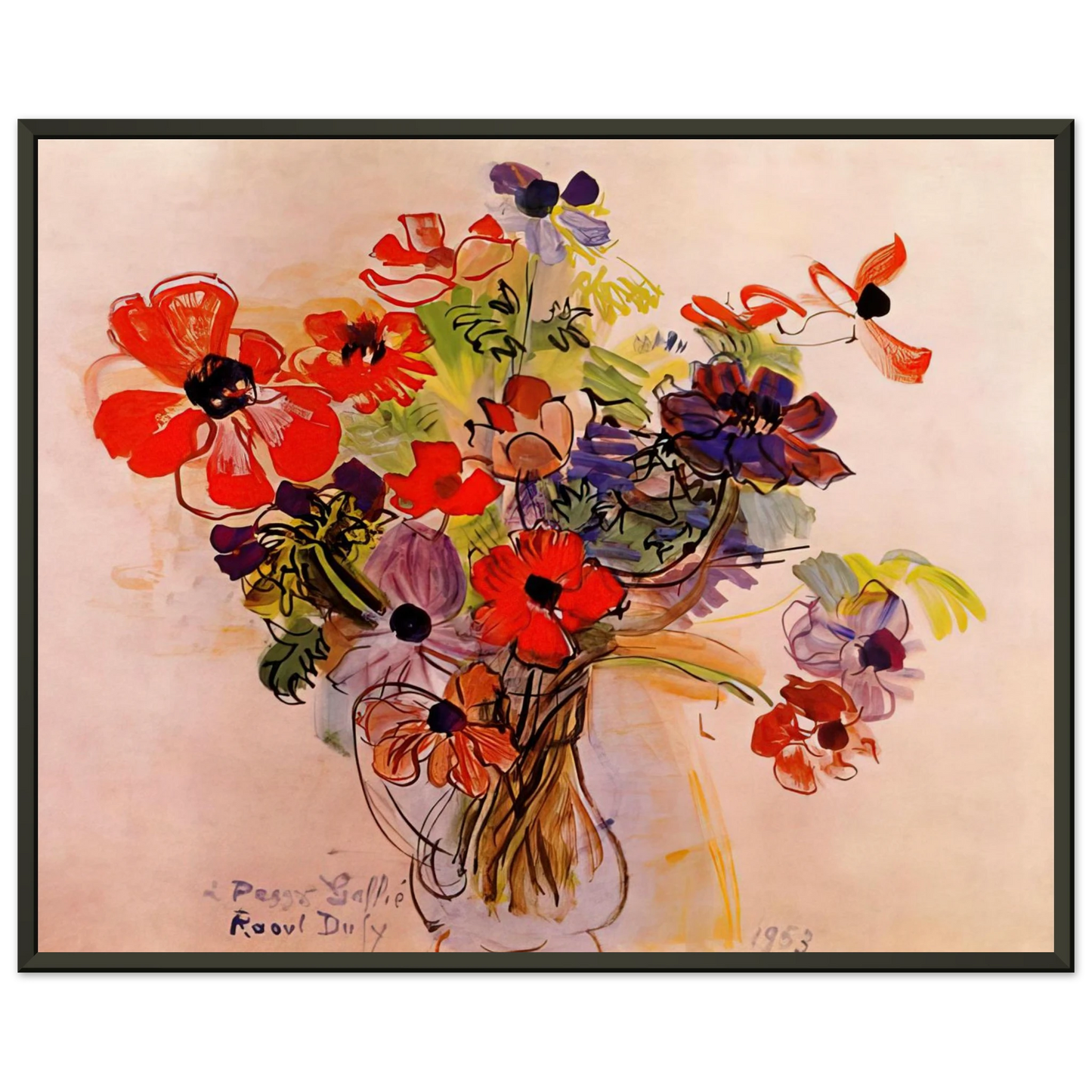 Raoul Dufy ANEMONES 1953 Framed Art Print - Aluminum Frame - 70x100 cm / 28x40 inches