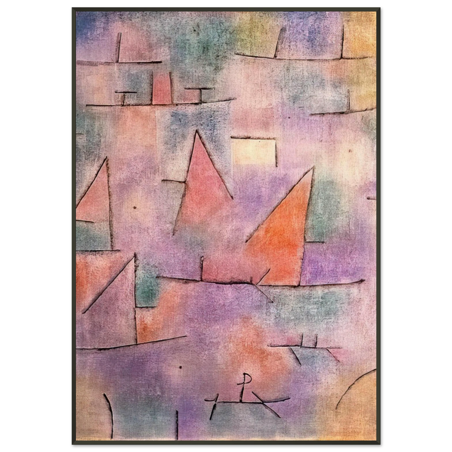 Paul Klee HARBOUR WITH SAILING SHIPS 1937 Framed Art Print - Aluminum Frame - 21x29.7 cm / 8x12"