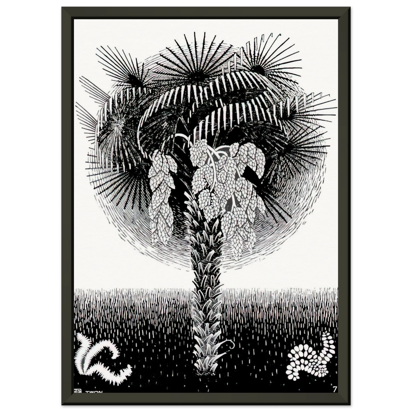 MC Escher  PALM TREE Framed Art Print  - Aluminum Frame - 70x100 cm / 28x40 inches