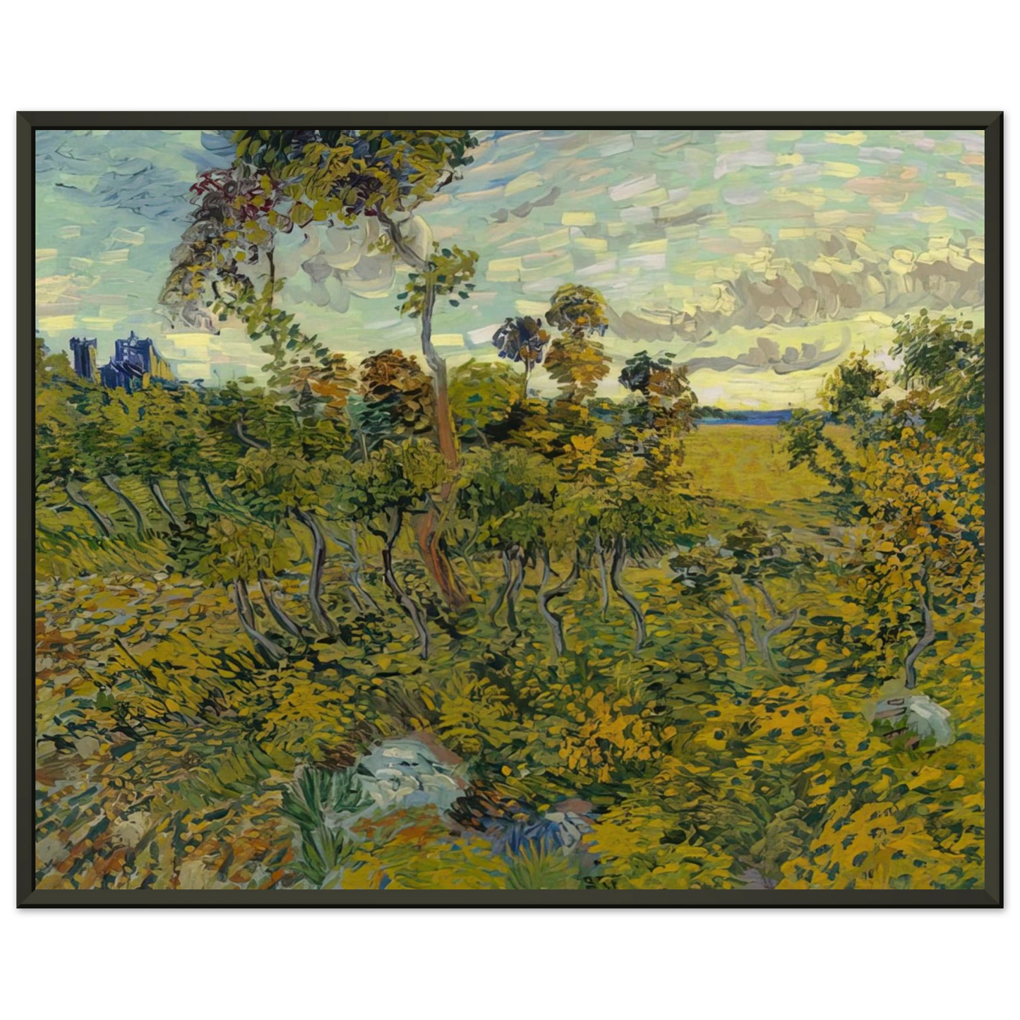 Vincent van Gogh  Sunset at Montmajour Framed Art Print  - Aluminum Frame - 40x50 cm / 16x20 inches