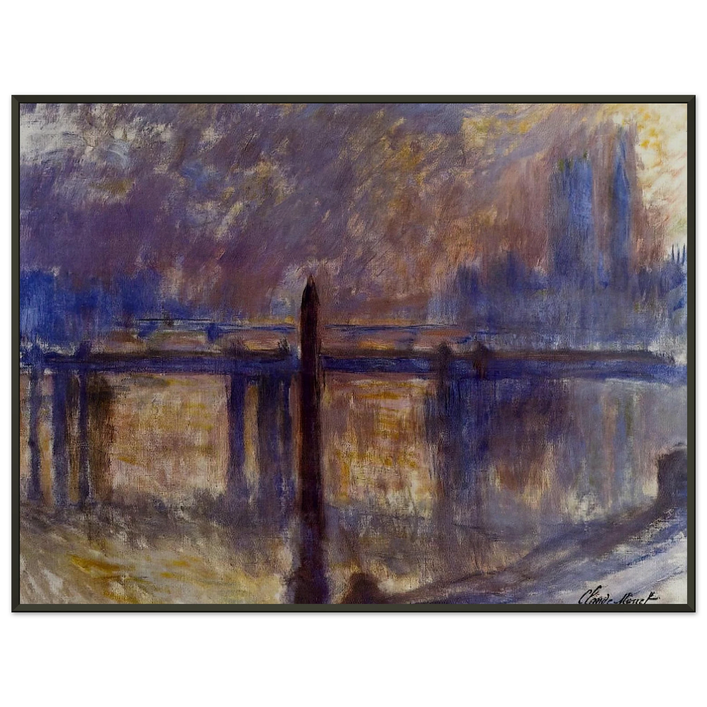 claude monet Charing Cross Bridge Cleopatras Needle Framed Art Print - Aluminum Frame - 40x50 cm / 16x20 inches