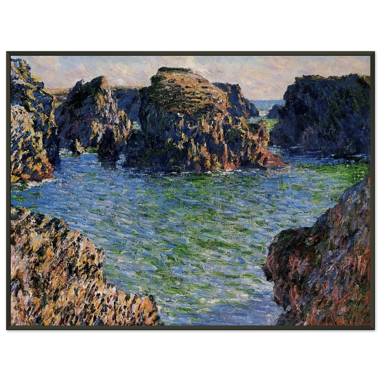 claude monet  Coming into PortGoulphar BelleIle Framed Art Print  - Aluminum Frame - 40x50 cm / 16x20 inches