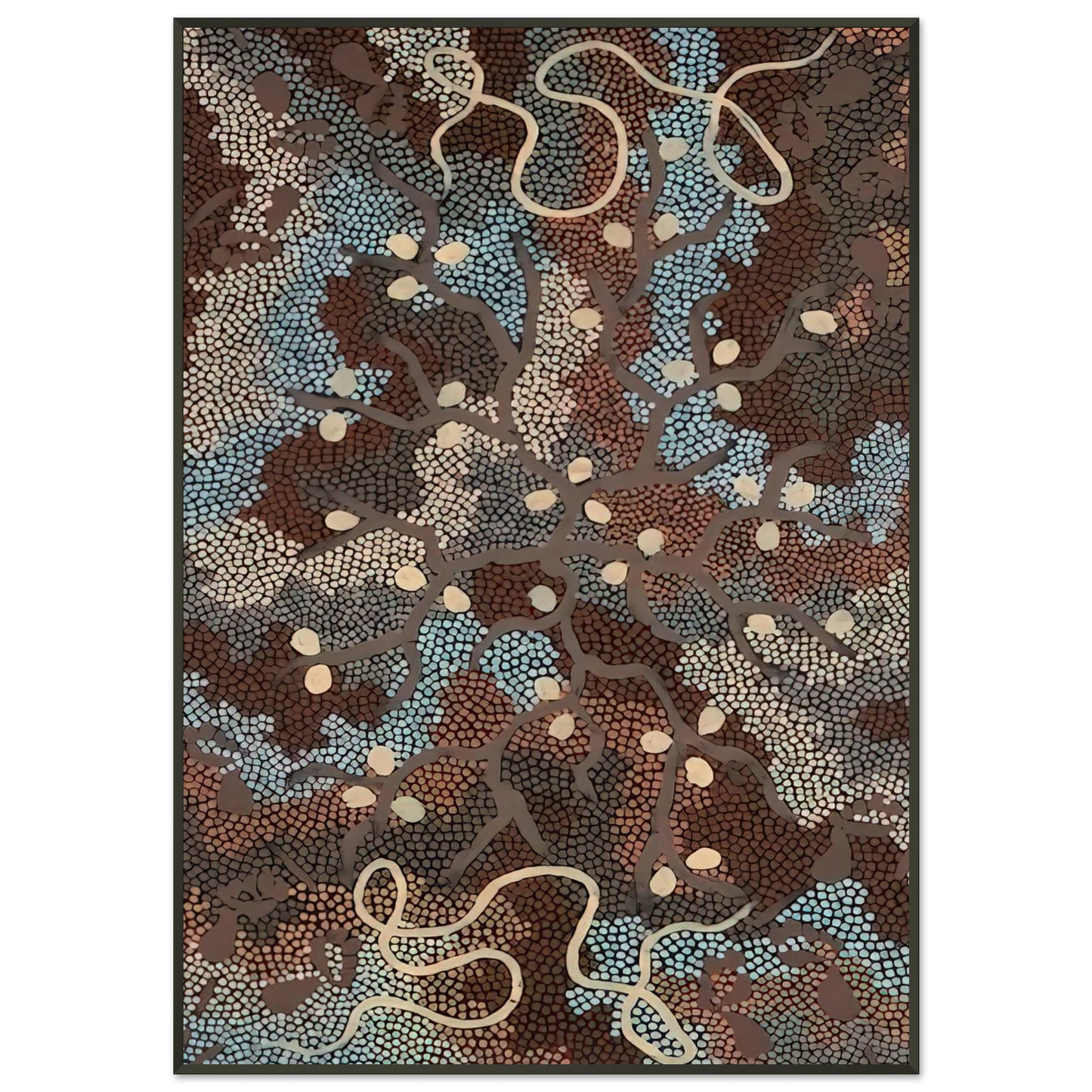 Clifford Possum Tjapaltjarri Bush Tucker Dreaming 1984 Framed Art Print - Aluminum Frame - 21x29.7 cm / 8x12"