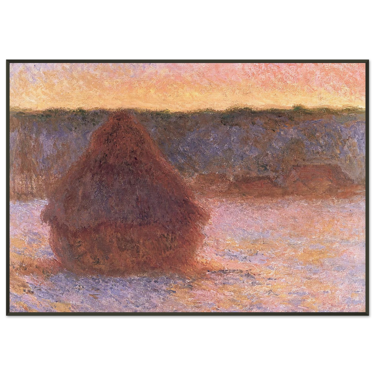 claude monet  Haystacks at Sunset Frosty Weather Framed Art Print  - Aluminum Frame - 21x29.7 cm / 8x12"