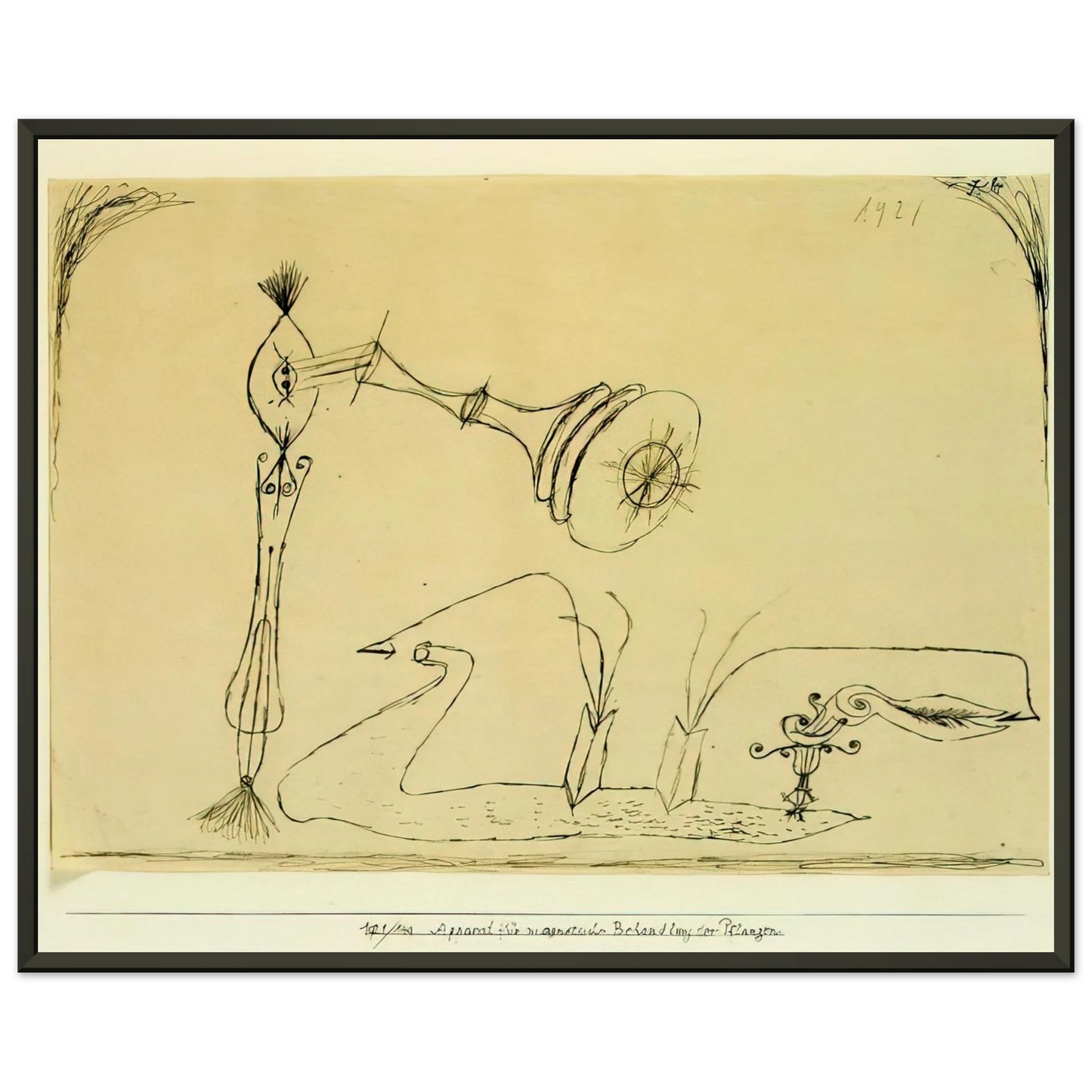 Paul Klee APPARATUS FOR THE MAGNETIC TREATMENT OF PLANTS 1908 Framed Art Print - Aluminum Frame - 40x50 cm / 16x20 inches