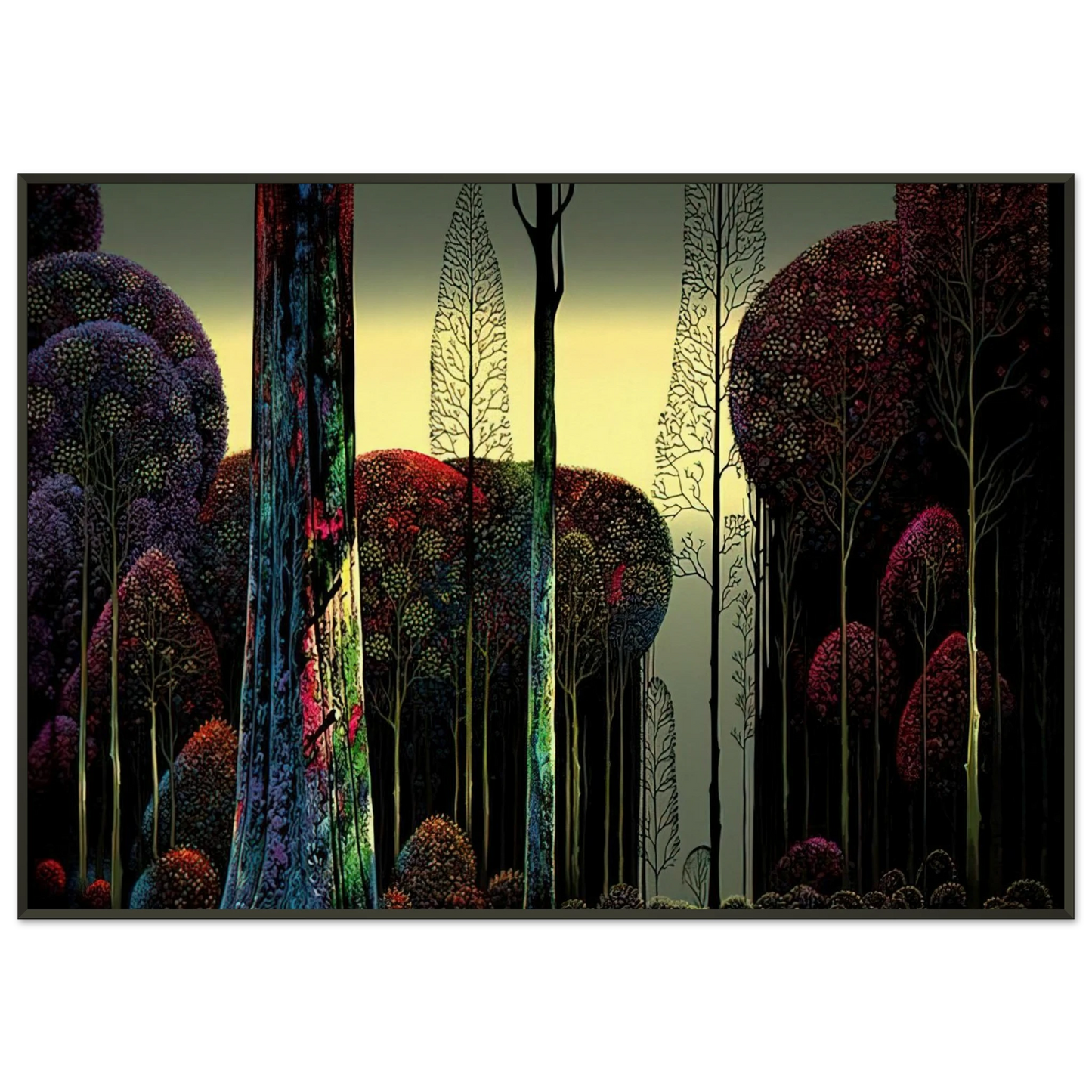 Eyvind Earle Gothic Forest Framed Art Print - Aluminum Frame - 21x29.7 cm / 8x12"