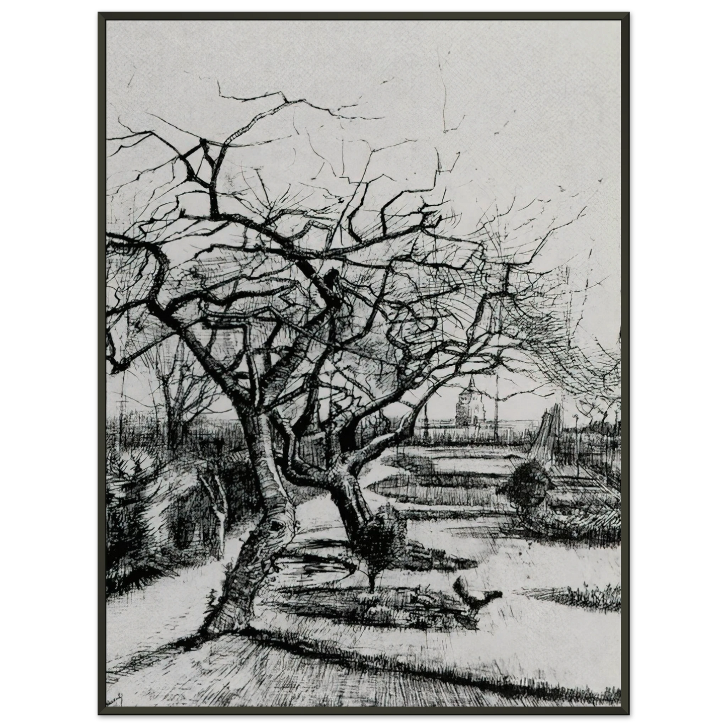 Vincent van Gogh  Parsonage Garden Framed Art Print  - Aluminum Frame - 70x100 cm / 28x40 inches