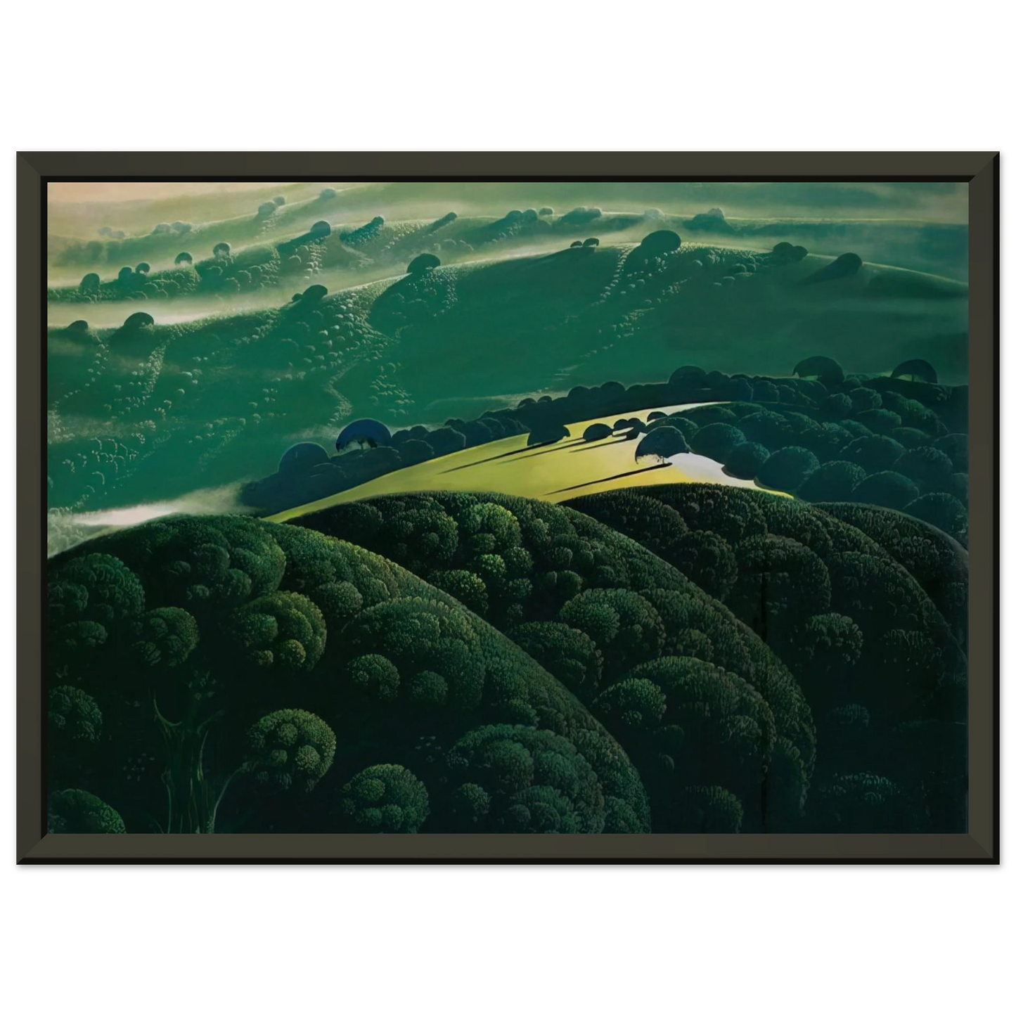 Eyvind Earle  Morning Fog Framed Art Print  - Aluminum Frame - 70x100 cm / 28x40 inches