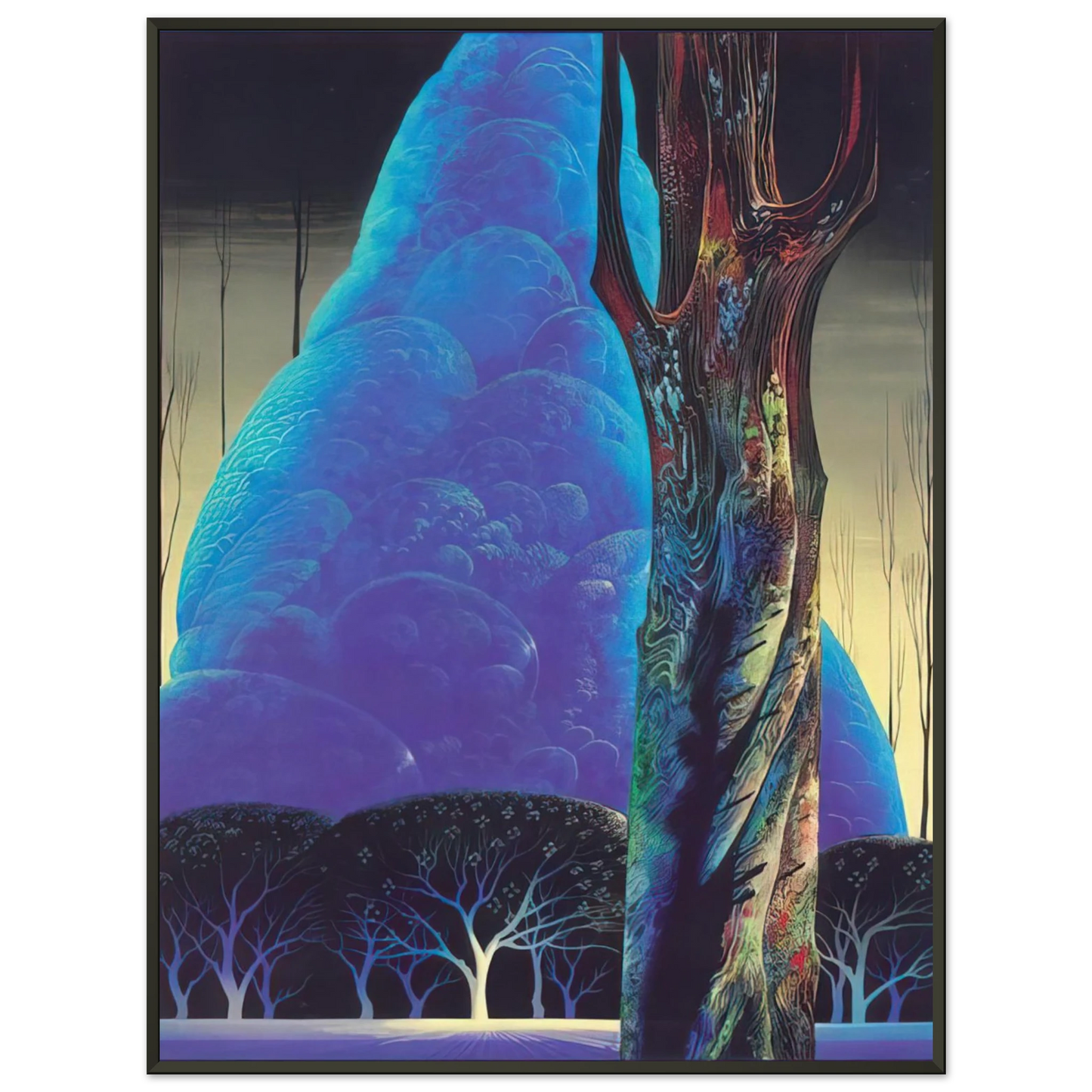 Eyvind Earle Blue Nocturne Framed Art Print - Aluminum Frame - 40x50 cm / 16x20 inches