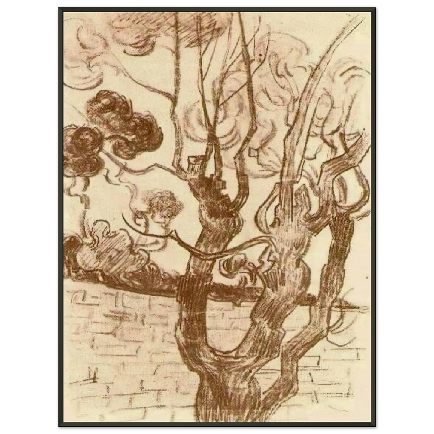 Vincent van Gogh Treetop Seen against the Wall of the Asylum Framed Art Print - Aluminum Frame - 70x100 cm / 28x40 inches