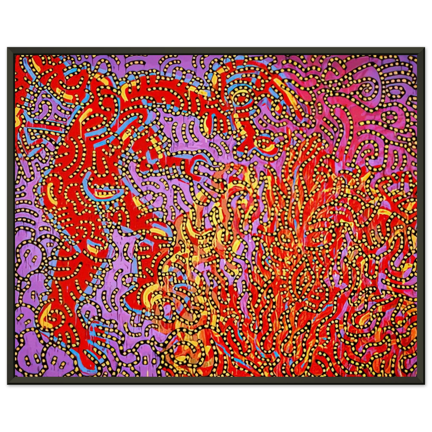 Keith Haring MOSES AND THE BURNING BUSH 1985 Framed Art Print - Aluminum Frame - 70x100 cm / 28x40 inches
