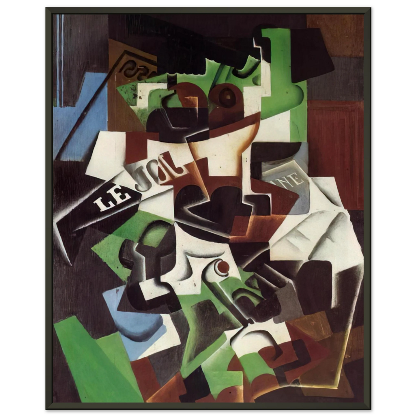 Juan Gris  FRUIT BOWL PIPE AND NEWSPAPER Framed Art Print  - Aluminum Frame - 40x50 cm / 16x20 inches