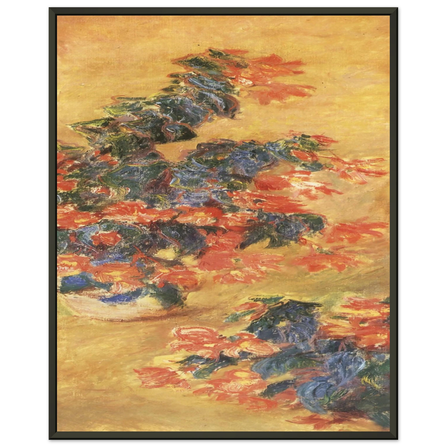 claude monet  Red azaleas in a Pot Framed Art Print  - Aluminum Frame - 40x50 cm / 16x20 inches