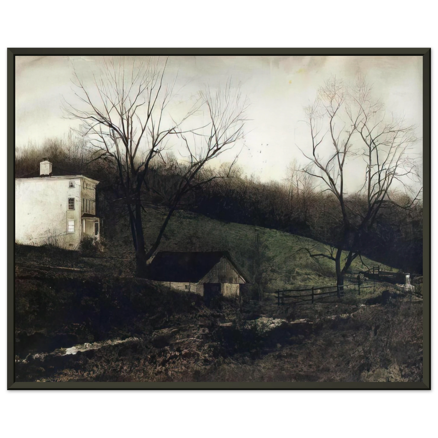 Andrew Wyeth EVENING AT KUERNERS Framed Art Print - Aluminum Frame - 70x100 cm / 28x40 inches