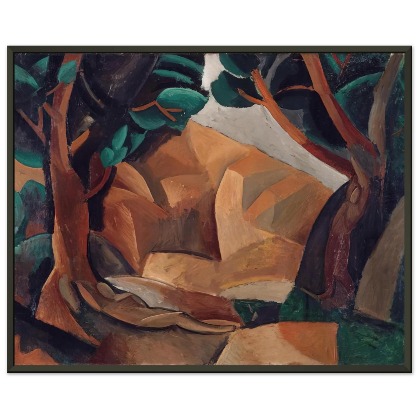 Pablo Picasso Paysage aux deux figures 1908 France Framed Art Print - Aluminum Frame - 60x80 cm / 24x32 inches