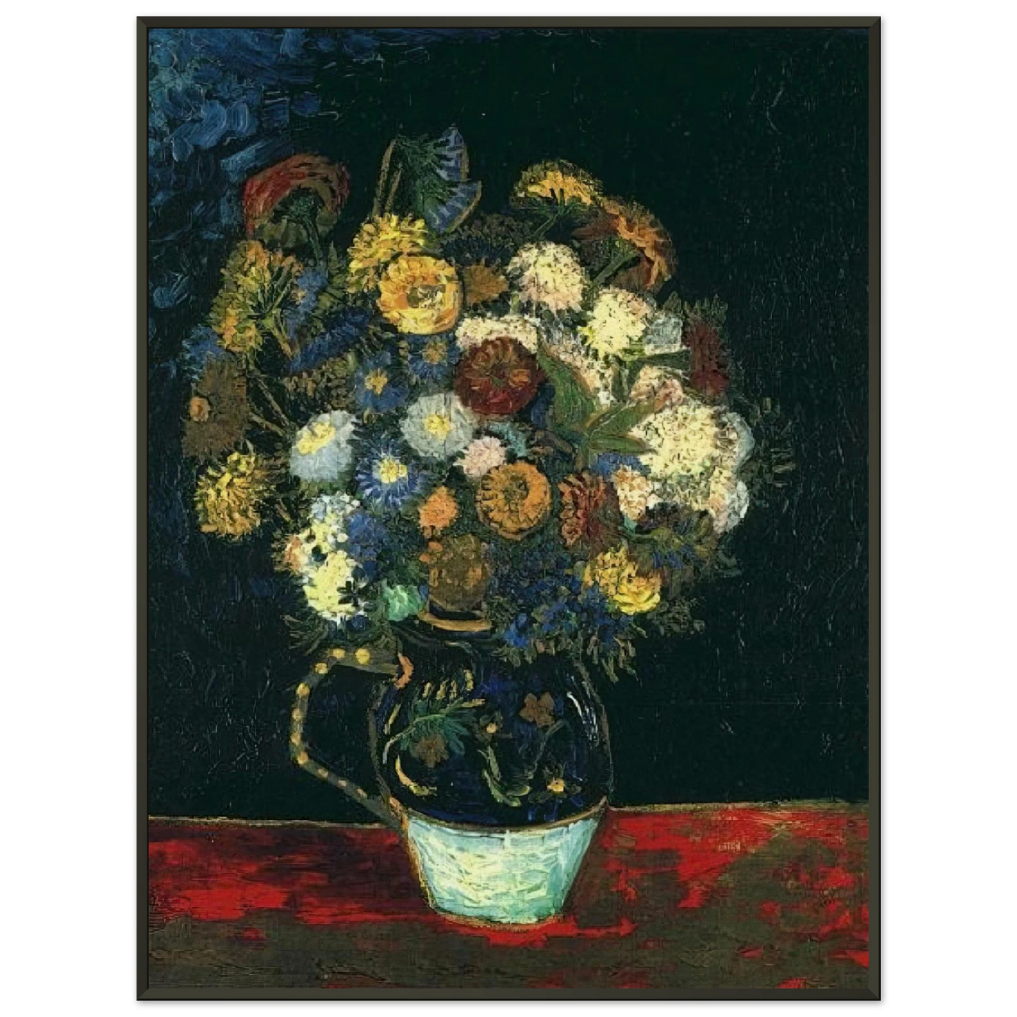 Vincent van Gogh  Still Life Vase with Zinnias Framed Art Print  - Aluminum Frame - 40x50 cm / 16x20 inches