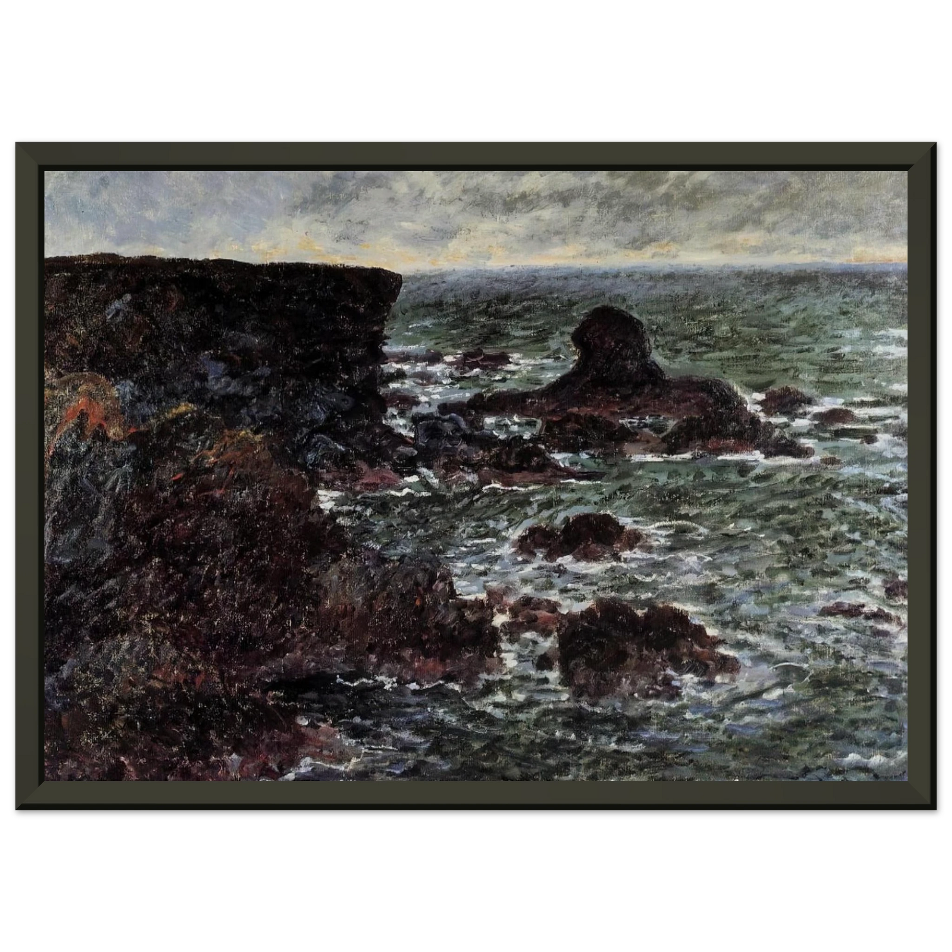 claude monet  Rocky Coast and the Lion Rock BelleIle Framed Art Print  - Aluminum Frame - 60x80 cm / 24x32 inches