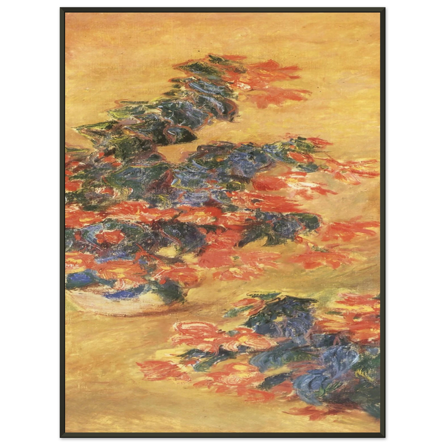 claude monet  Red azaleas in a Pot Framed Art Print  - Aluminum Frame - 70x100 cm / 28x40 inches