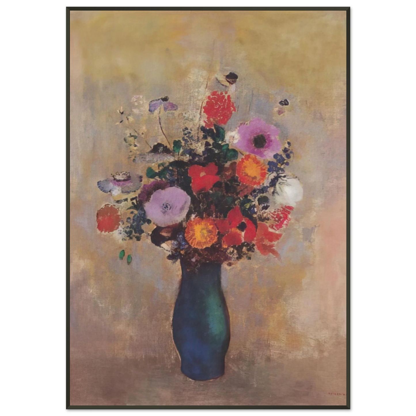 Odilon Redon WILDFLOWERS Framed Art Print - Aluminum Frame - 21x29.7 cm / 8x12"