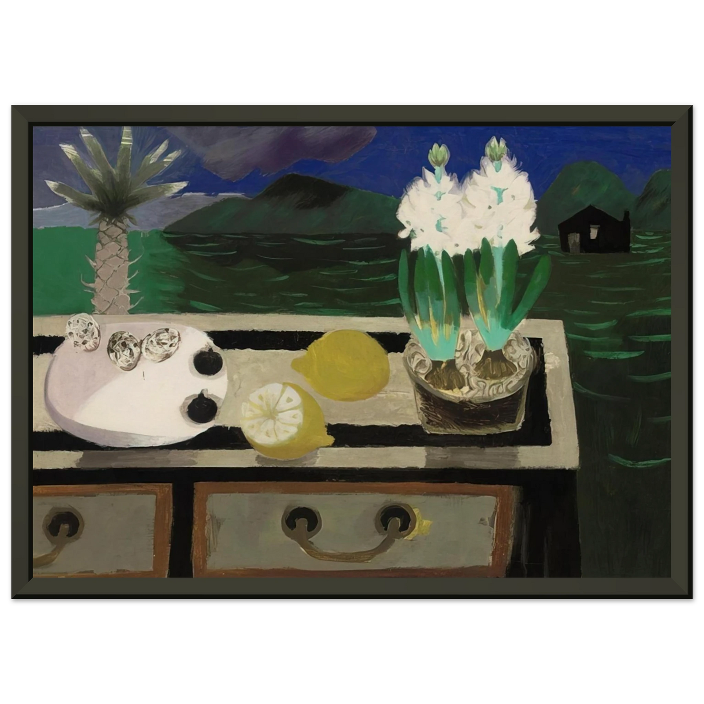 Mary Fedden The White Hyacinth 1984 Framed Art Print - Aluminum Frame - 70x100 cm / 28x40 inches