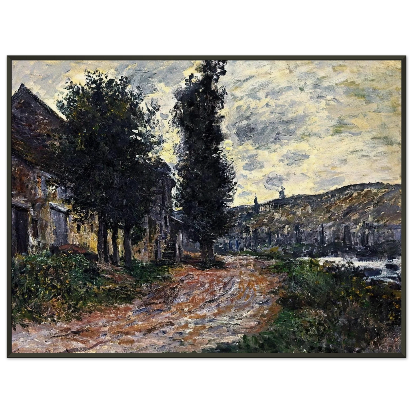 claude monet Tow Path at Lavacourt Framed Art Print - Aluminum Frame - 40x50 cm / 16x20 inches