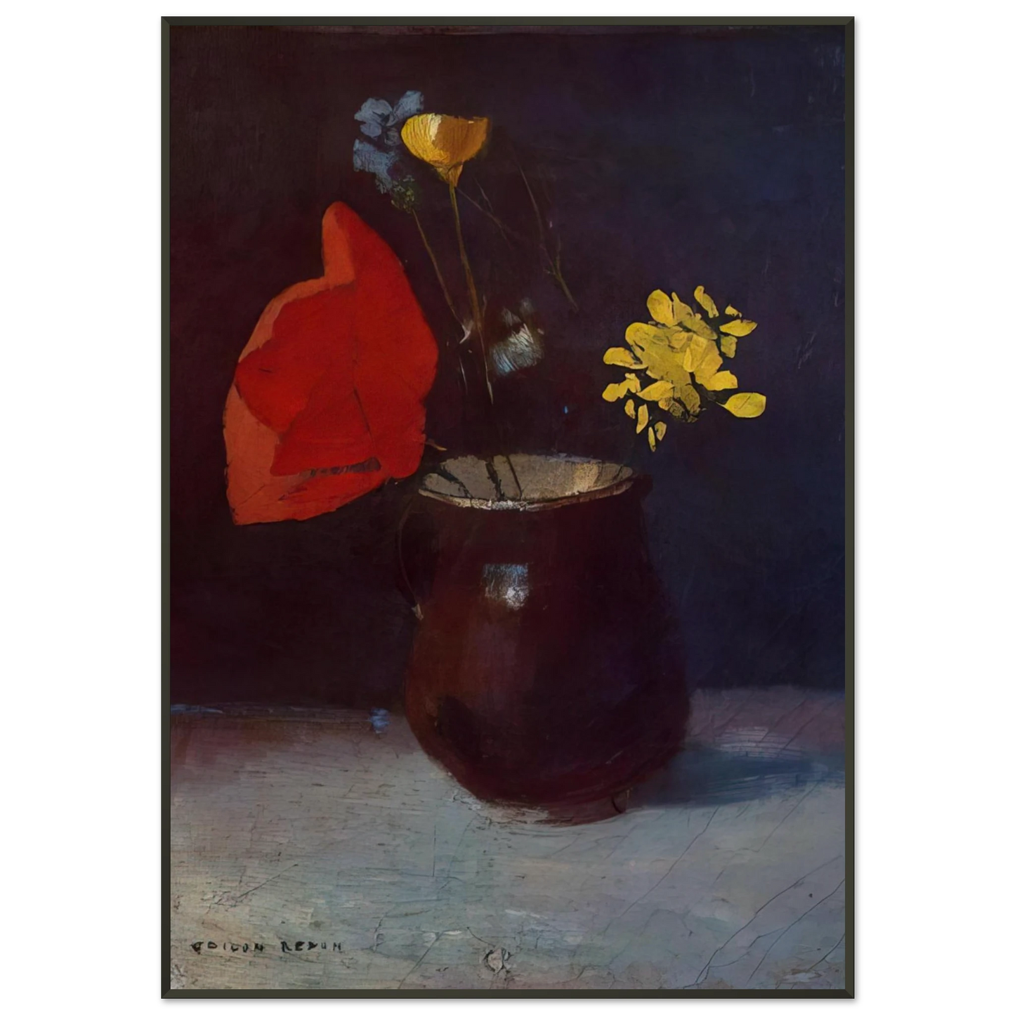 Odilon Redon  PITCHER OF FLOWERS Framed Art Print  - Aluminum Frame - 21x29.7 cm / 8x12"