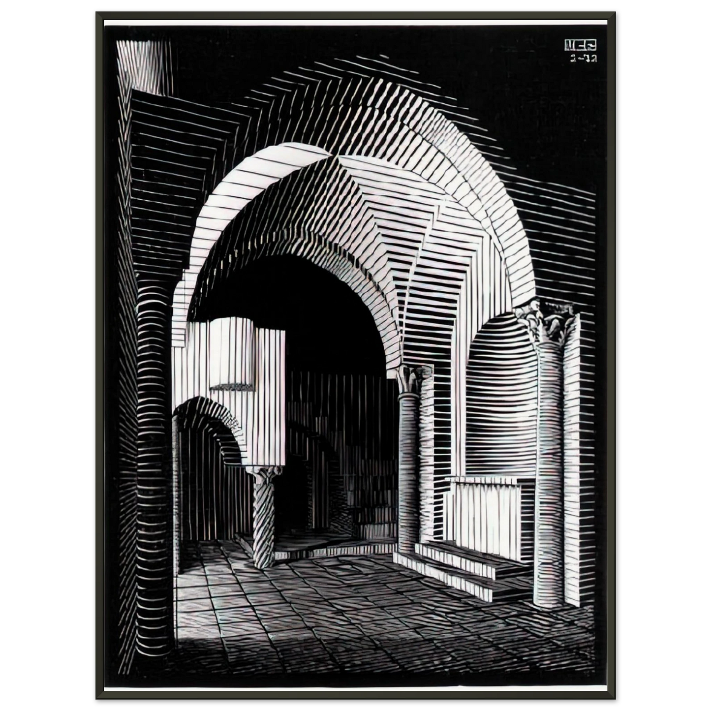 MC Escher  PORTA MARIA DELL OSPIDALE Framed Art Print  - Aluminum Frame - 70x100 cm / 28x40 inches