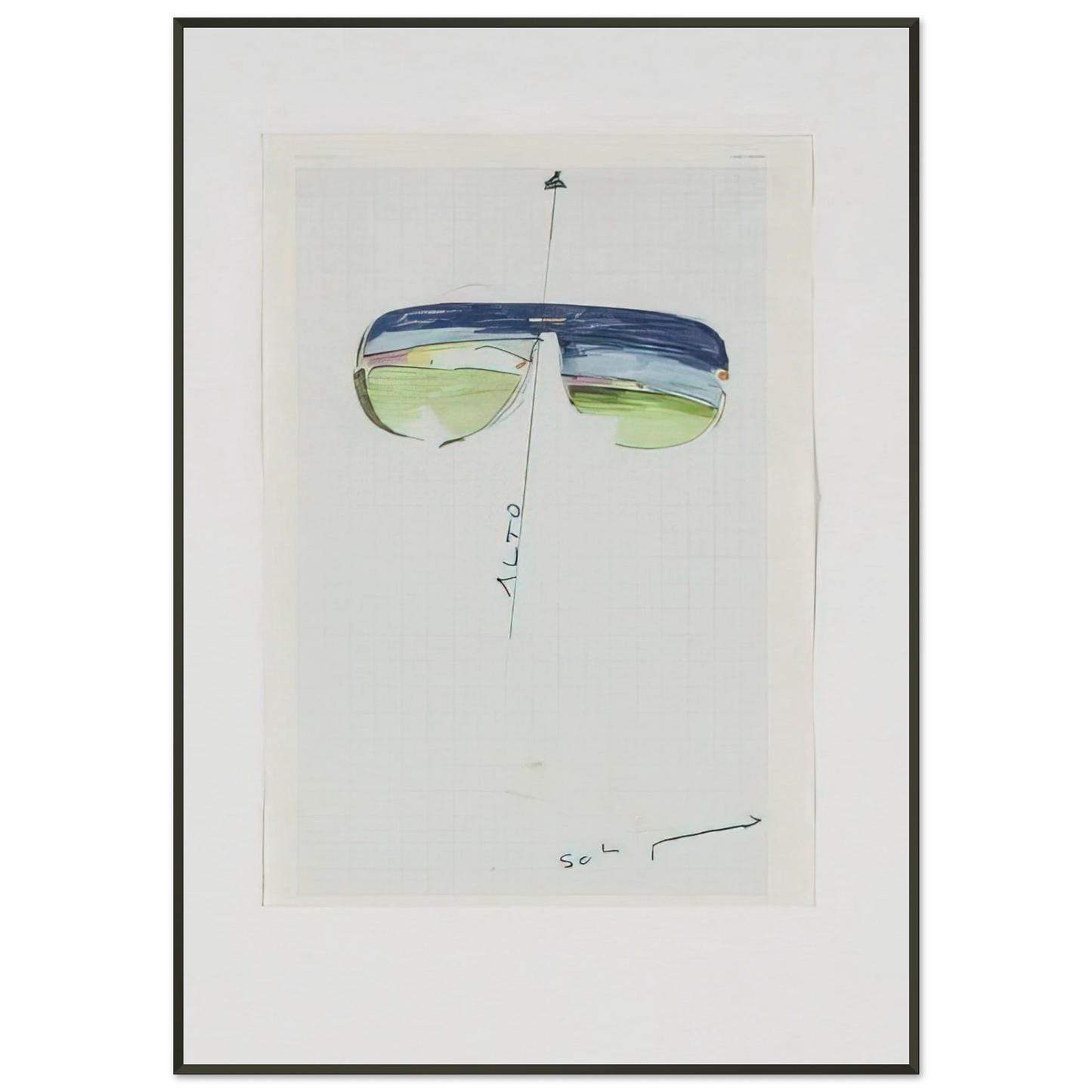 Mario Schifano Untitled Glasses 1973 Framed Art Print - Aluminum Frame - 21x29.7 cm / 8x12"