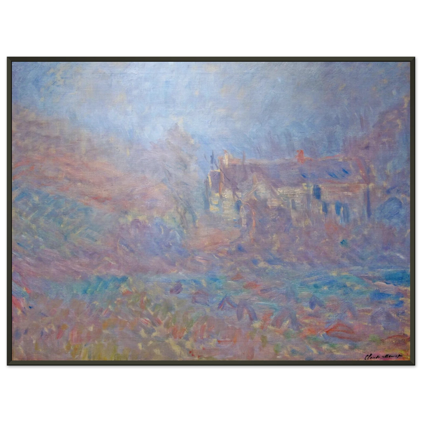 claude monet  Houses at Falaise in the Fog Framed Art Print  - Aluminum Frame - 40x50 cm / 16x20 inches
