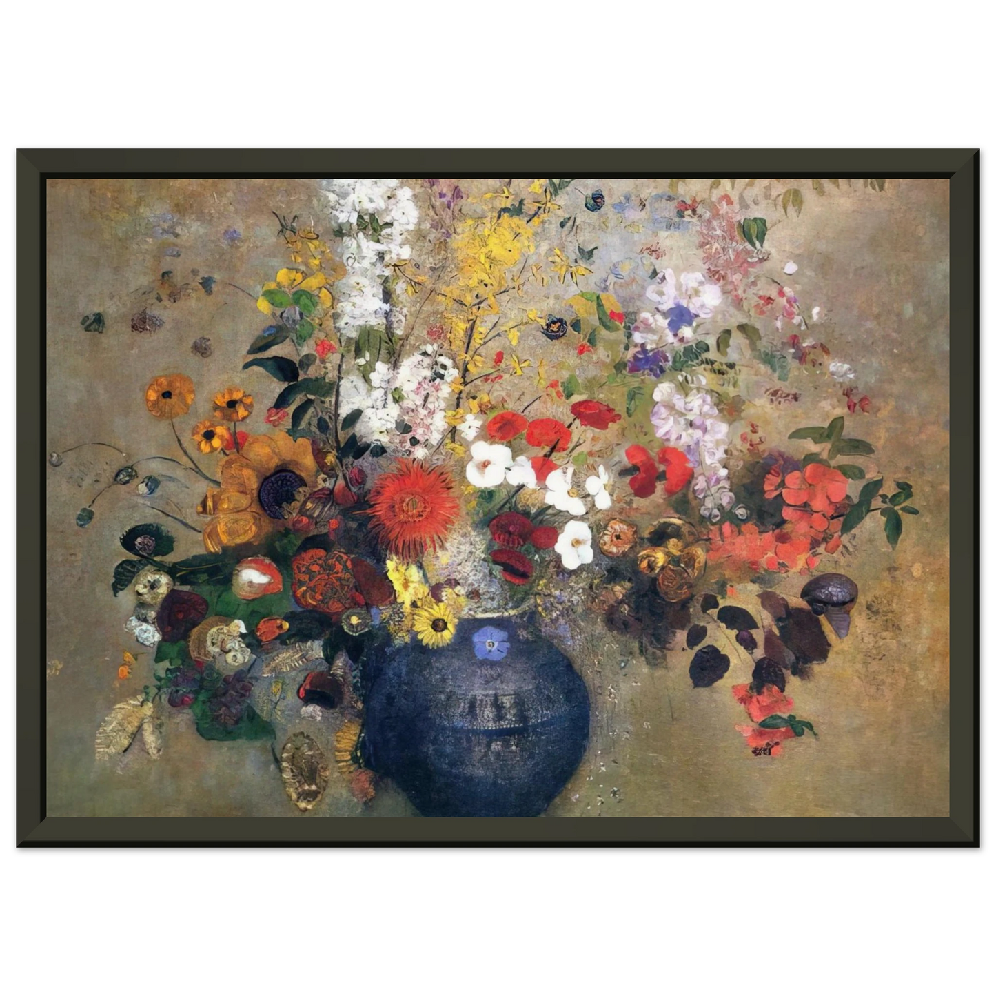 Odilon Redon FLOWERS 1909 Framed Art Print - Aluminum Frame - 60x80 cm / 24x32 inches