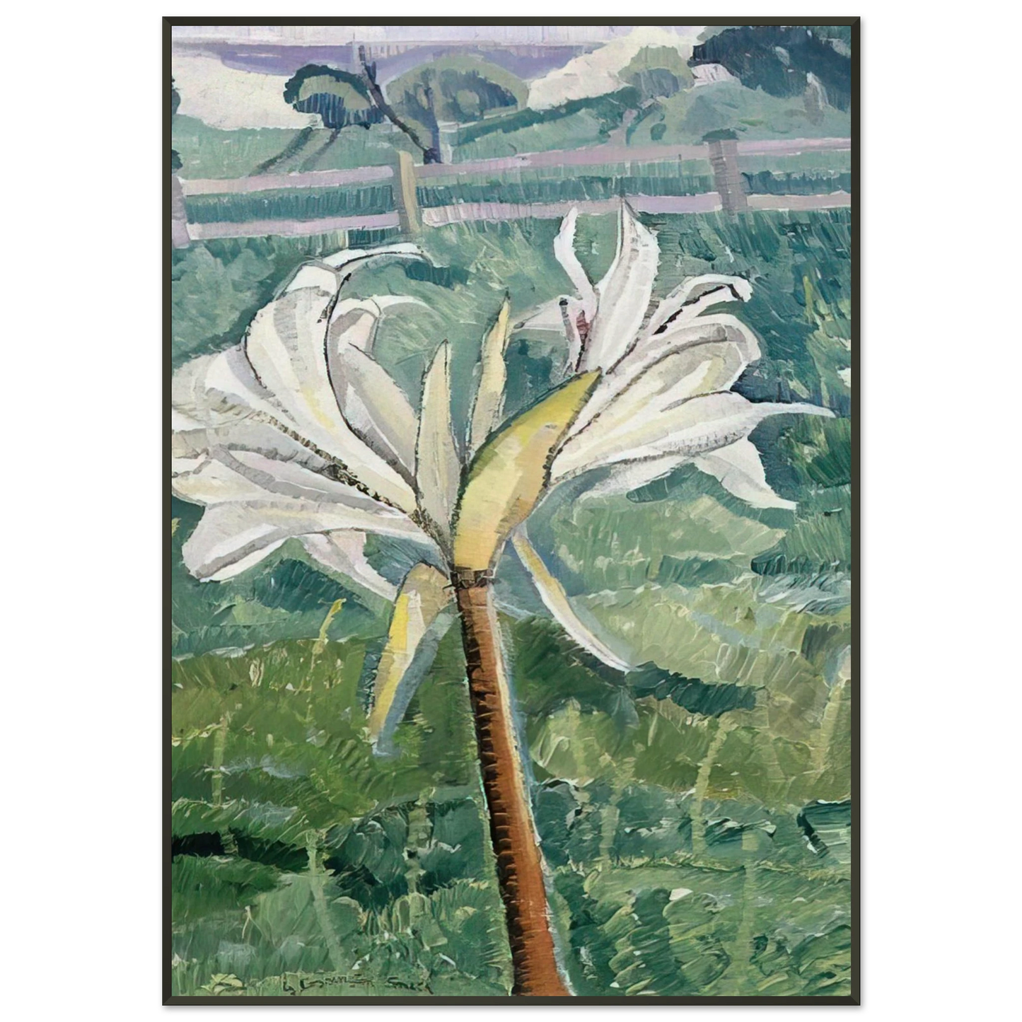 Grace Cossington Smith Lily growing in a field by the sea 1927 Framed Art Print - Aluminum Frame - 21x29.7 cm / 8x12"