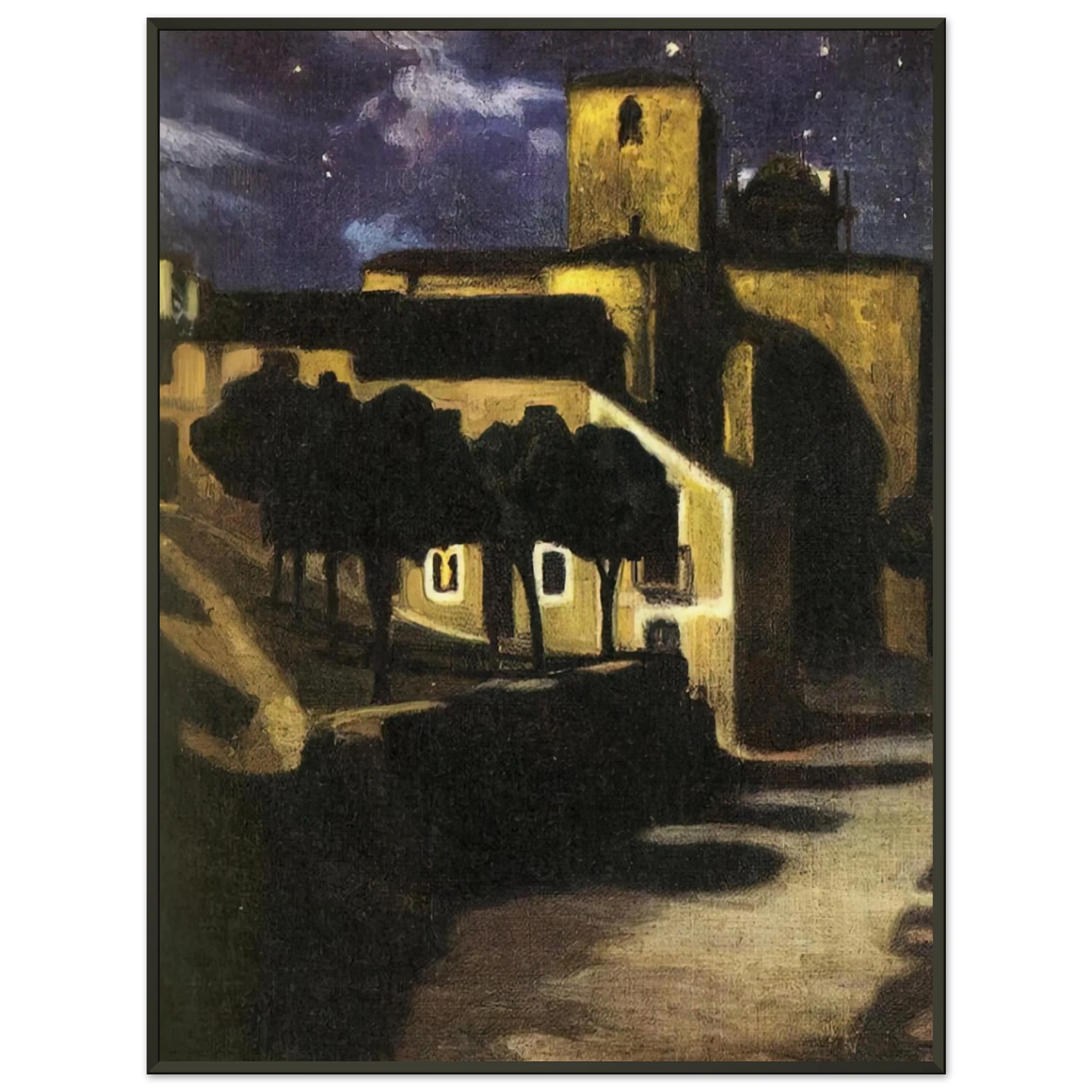 Diego Rivera NIGHT SCENE IN AVILA 1907 Framed Art Print - Aluminum Frame - 70x100 cm / 28x40 inches