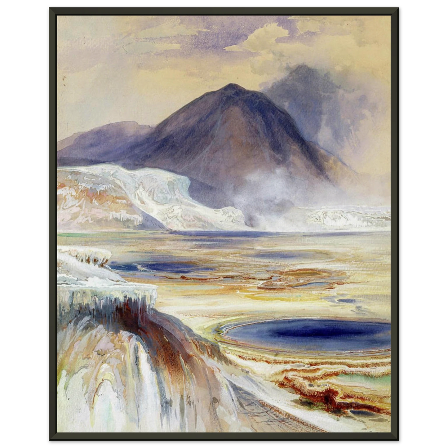 Thomas Moran Mammoth Hot Springs Yellowstone Framed Art Print - Aluminum Frame - 60x80 cm / 24x32 inches