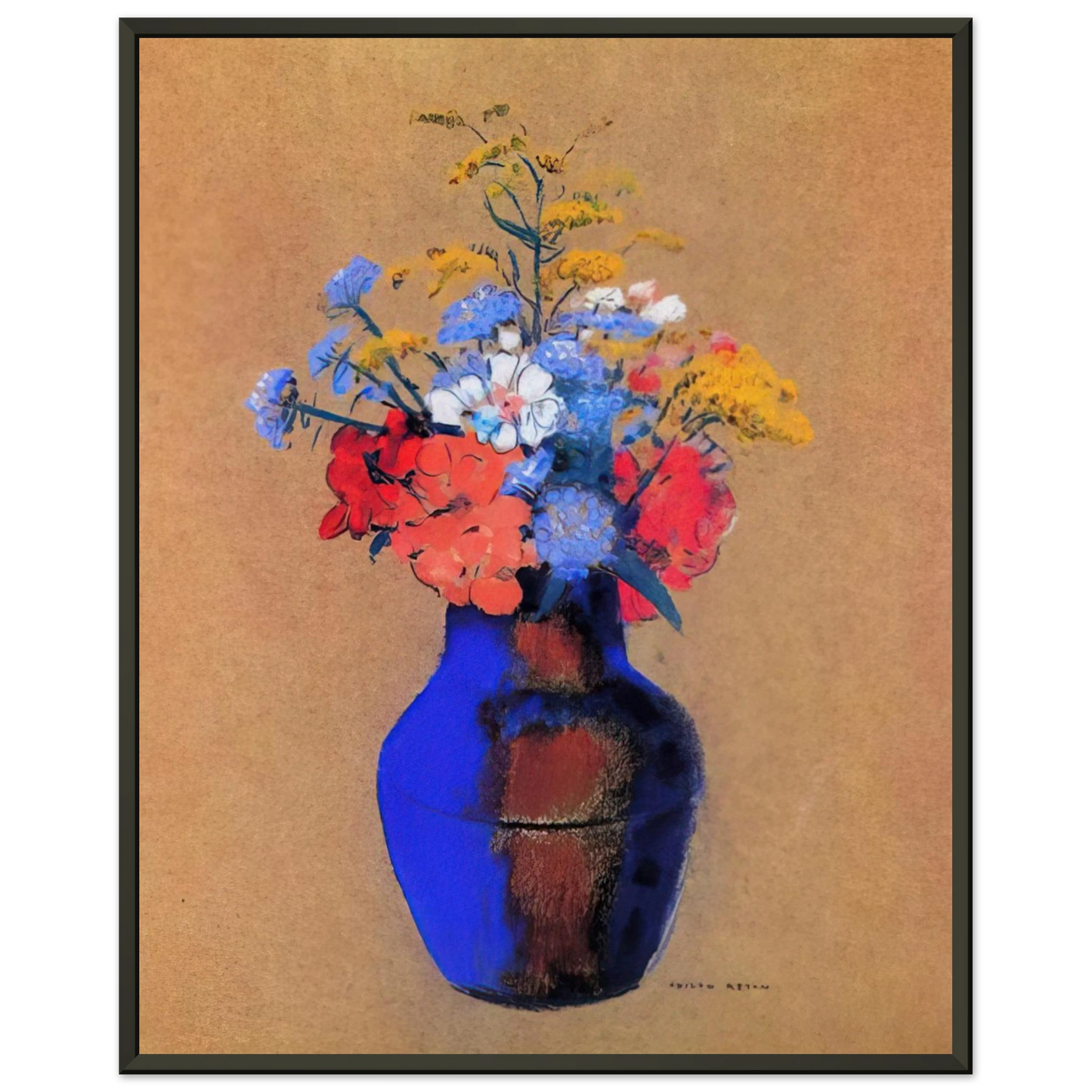 Odilon Redon WILD FLOWERS IN A VASE Framed Art Print - Aluminum Frame - 70x100 cm / 28x40 inches