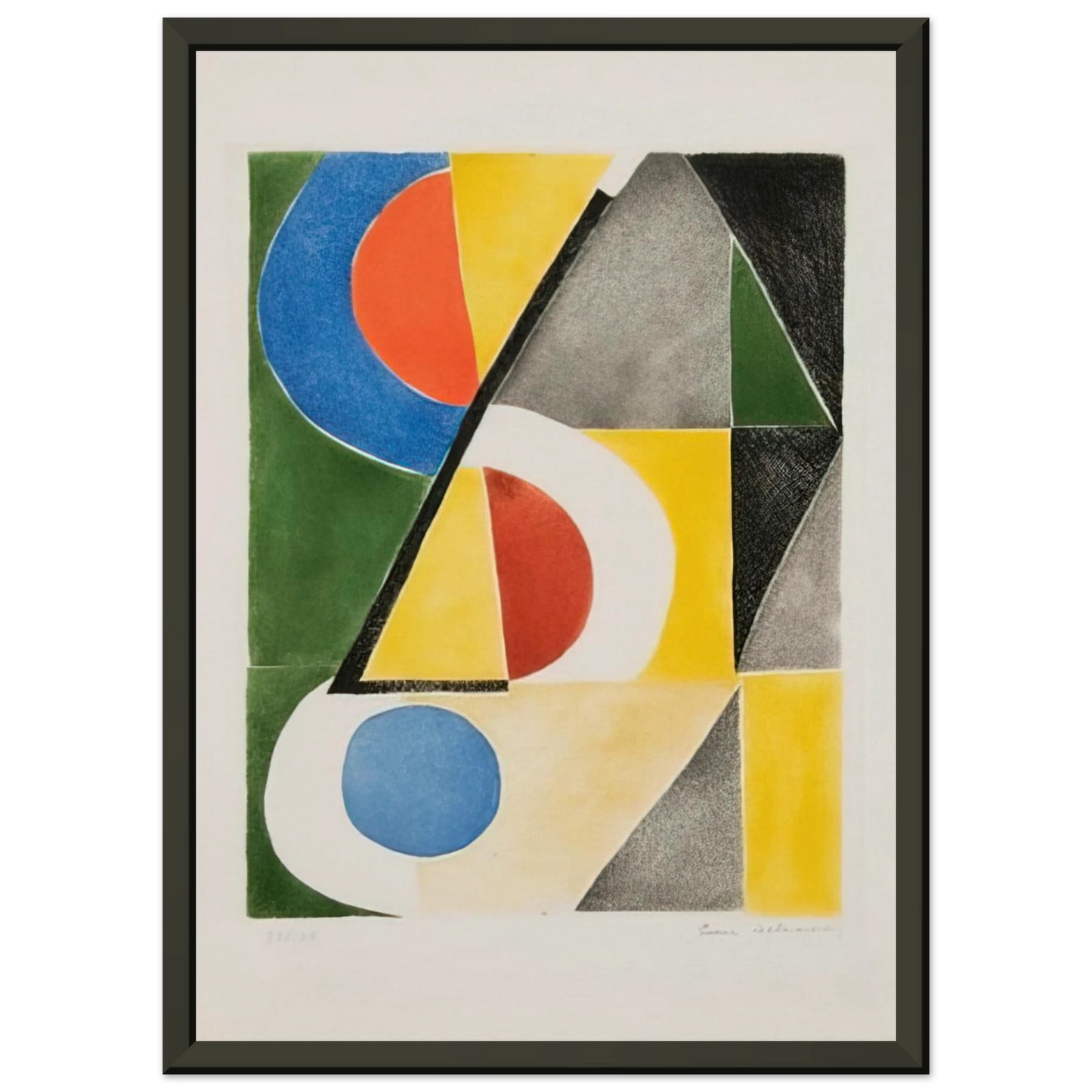 Sonia Delaunay ABSTRACT COMPOSITION WITH TRIANGLES AND SEMICIRCLES Framed Art Print - Aluminum Frame - 40x50 cm / 16x20 inches