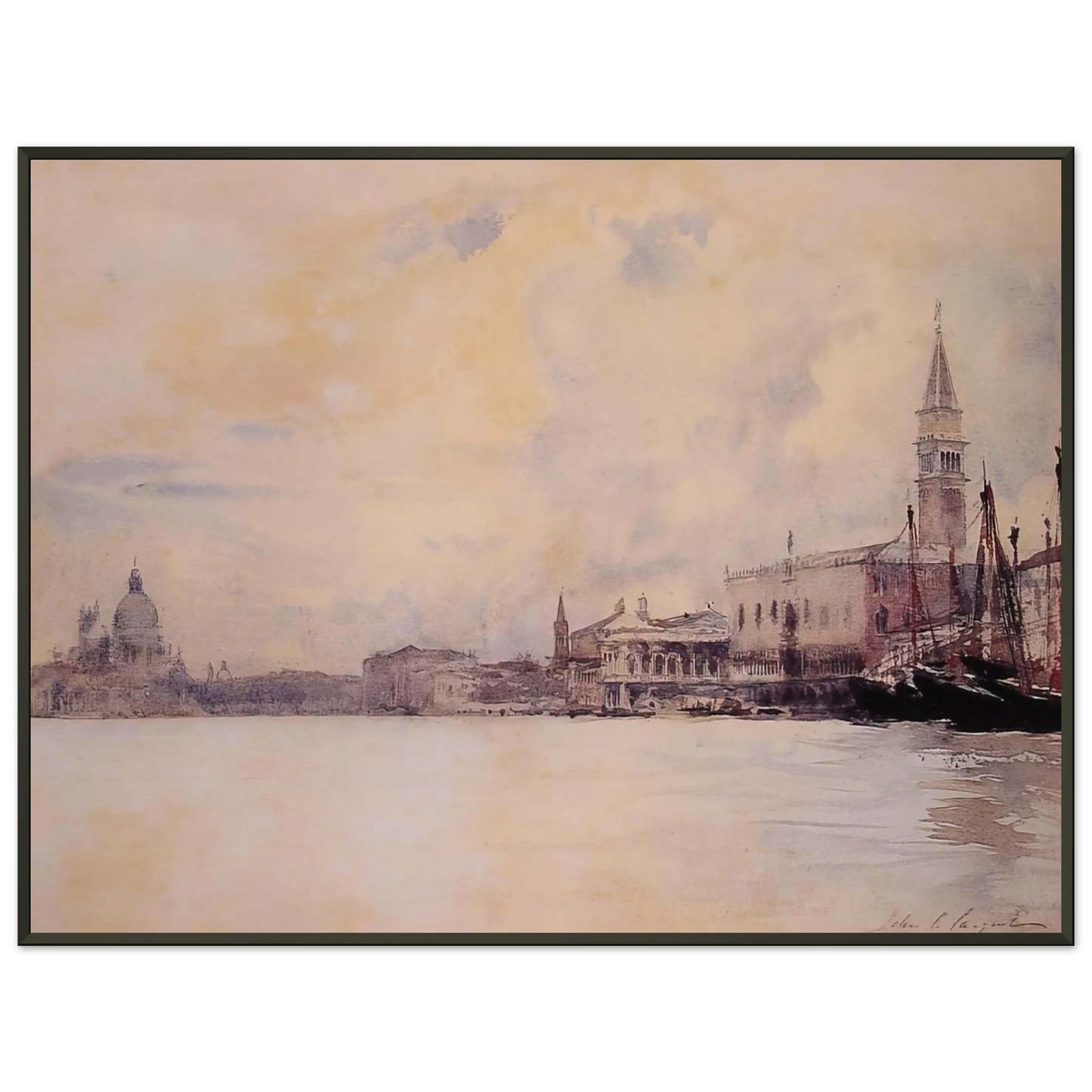 John Singer Sargent  The Entrance to the Grand Canal Venice Framed Art Print  - Aluminum Frame - 70x100 cm / 28x40 inches