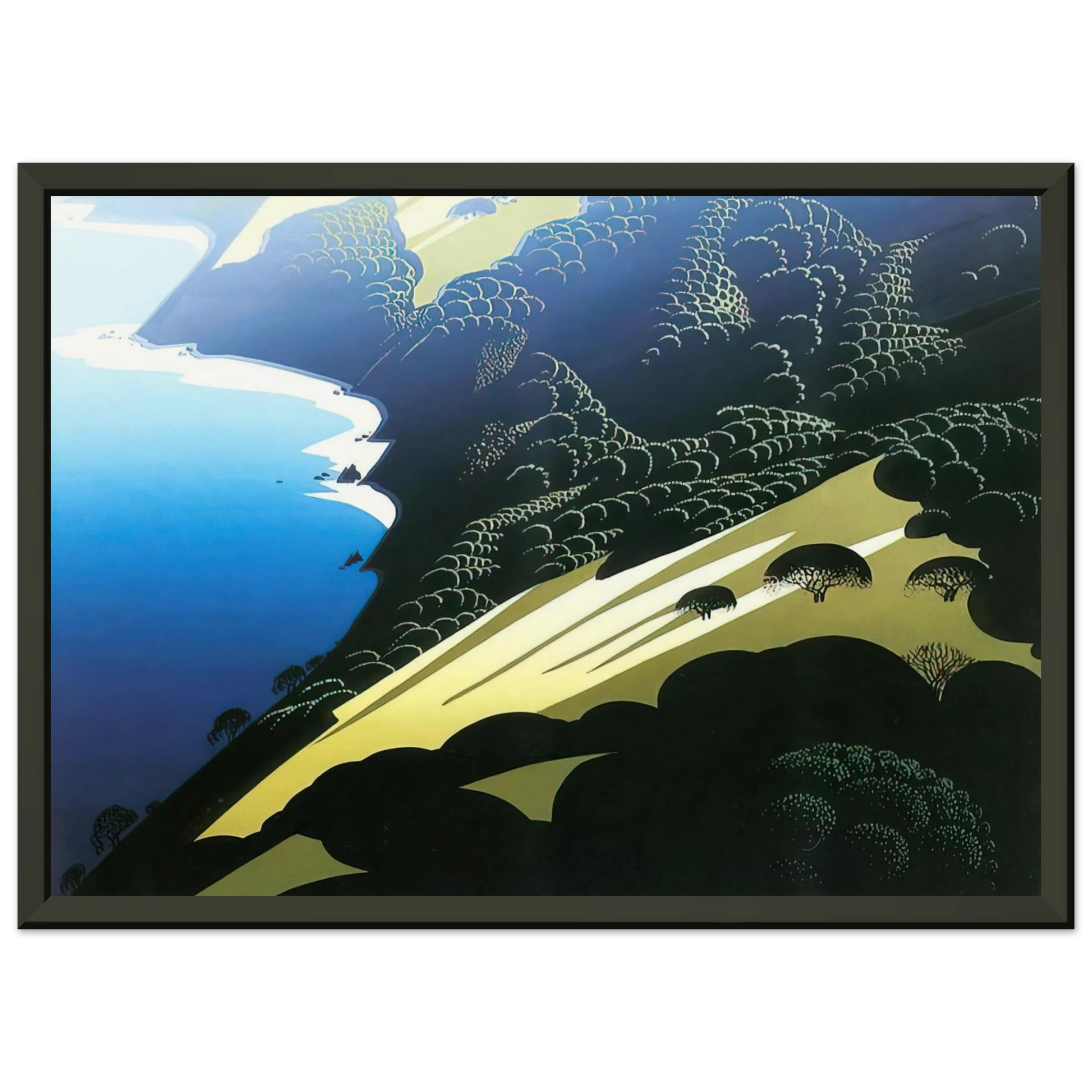 Eyvind Earle  Seaside Pastures Framed Art Print  - Aluminum Frame - 40x50 cm / 16x20 inches