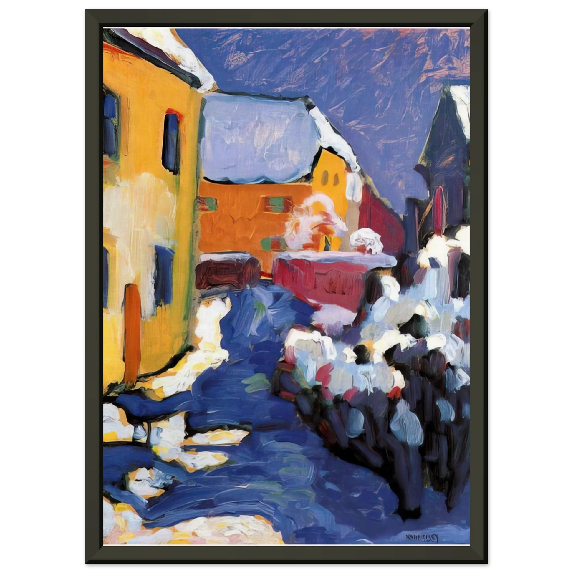 Wassily Kandinsky  CEMETERY AND VICARAGE IN KOCHEL 1909 Framed Art Print  - Aluminum Frame - 60x80 cm / 24x32 inches