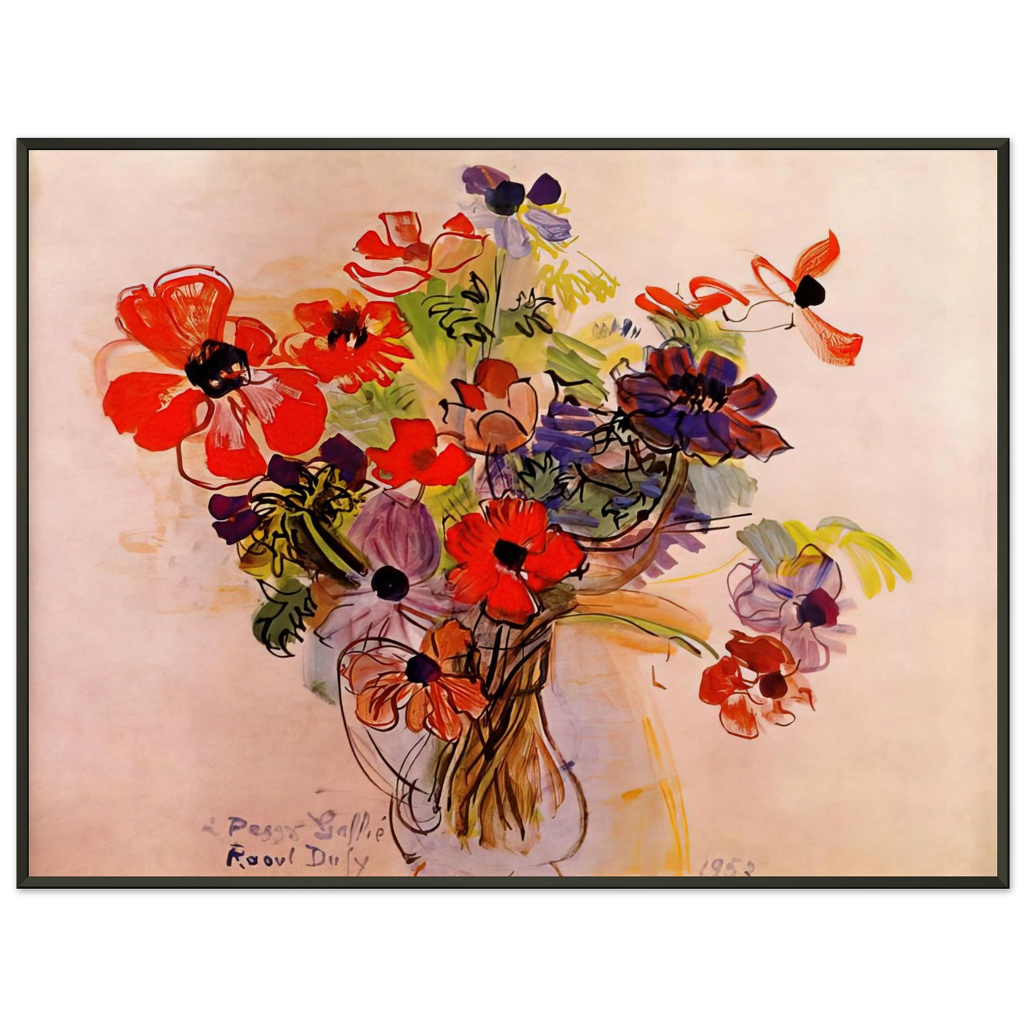 Raoul Dufy ANEMONES 1953 Framed Art Print - Aluminum Frame - 60x80 cm / 24x32 inches