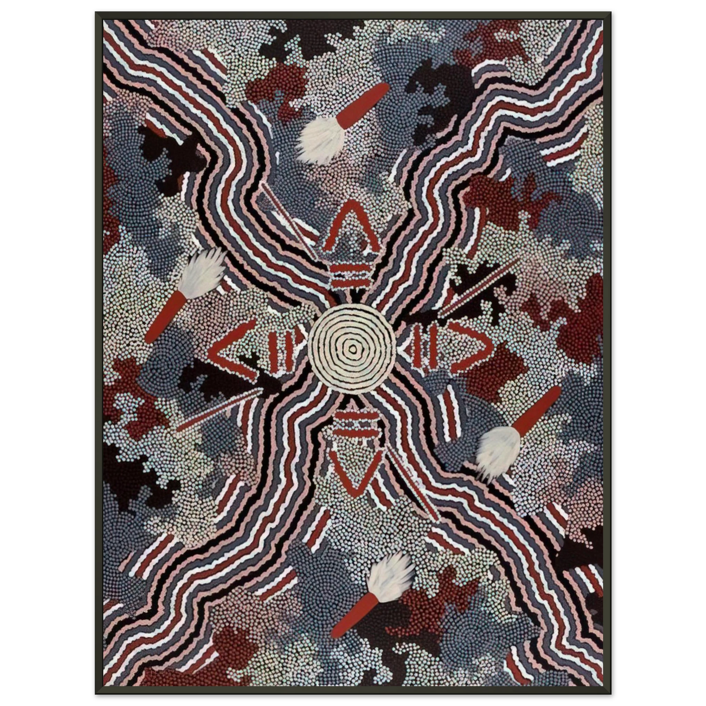 Clifford Possum Tjapaltjarri Untitled 1997 Framed Art Print - Aluminum Frame - 70x100 cm / 28x40 inches