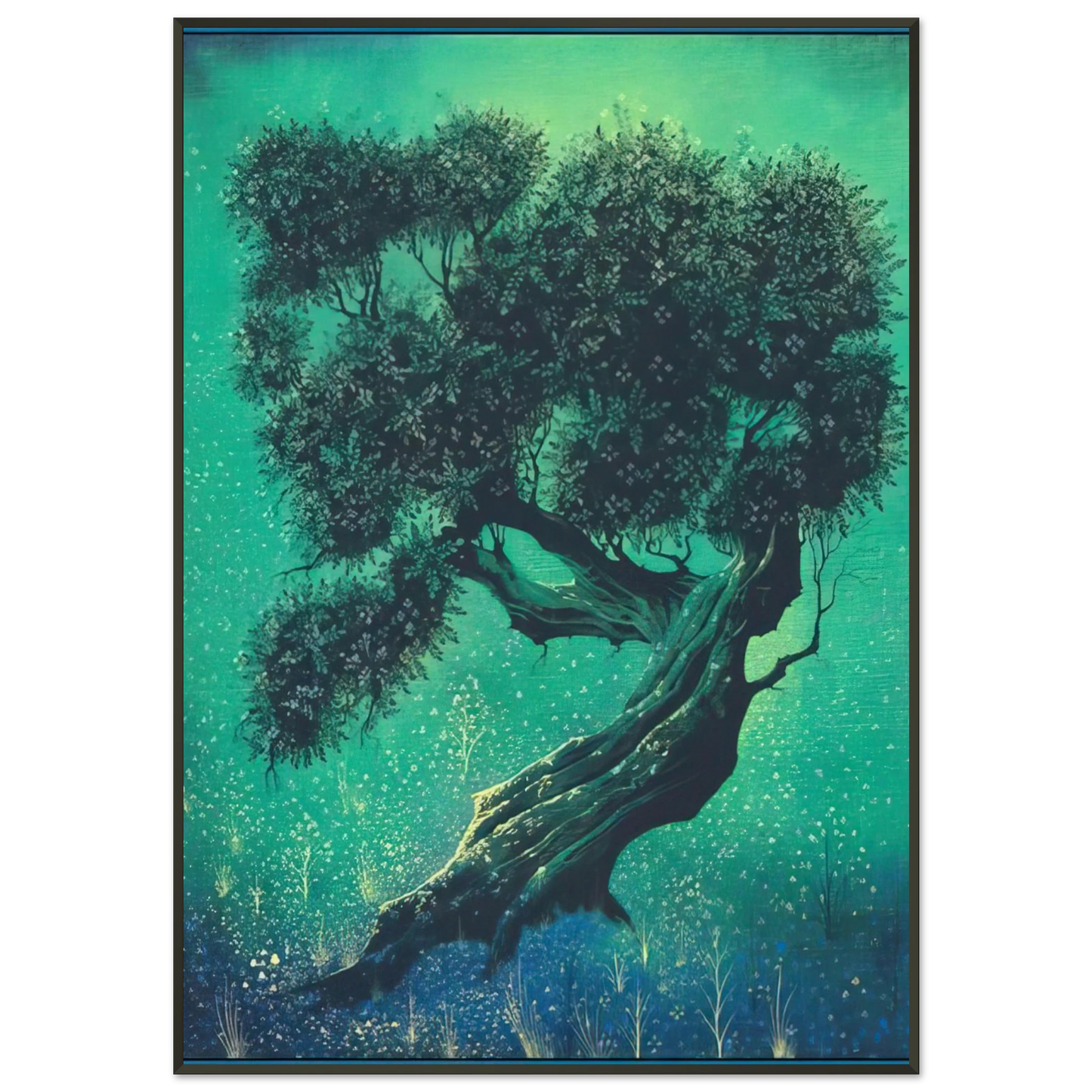 Eyvind Earle Solitary Bonsai Framed Art Print - Aluminum Frame - 21x29.7 cm / 8x12"