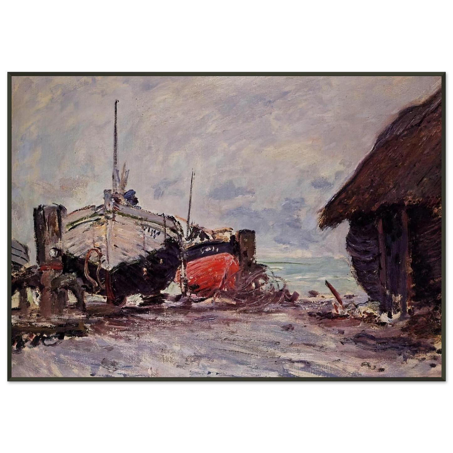 claude monet  Fishing Boats at Etretat Framed Art Print  - Aluminum Frame - 21x29.7 cm / 8x12"