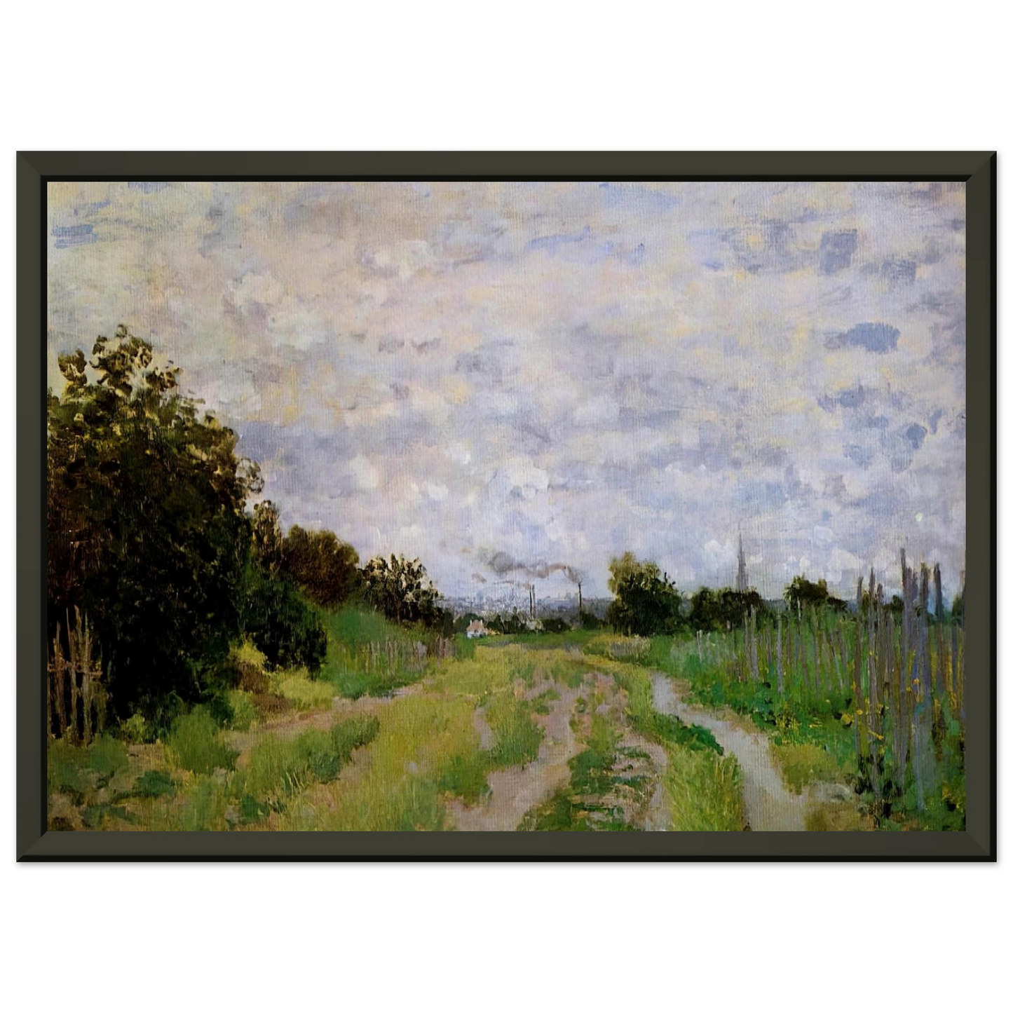 claude monet  Lane in the Vineyards at Argenteuil Framed Art Print  - Aluminum Frame - 60x80 cm / 24x32 inches