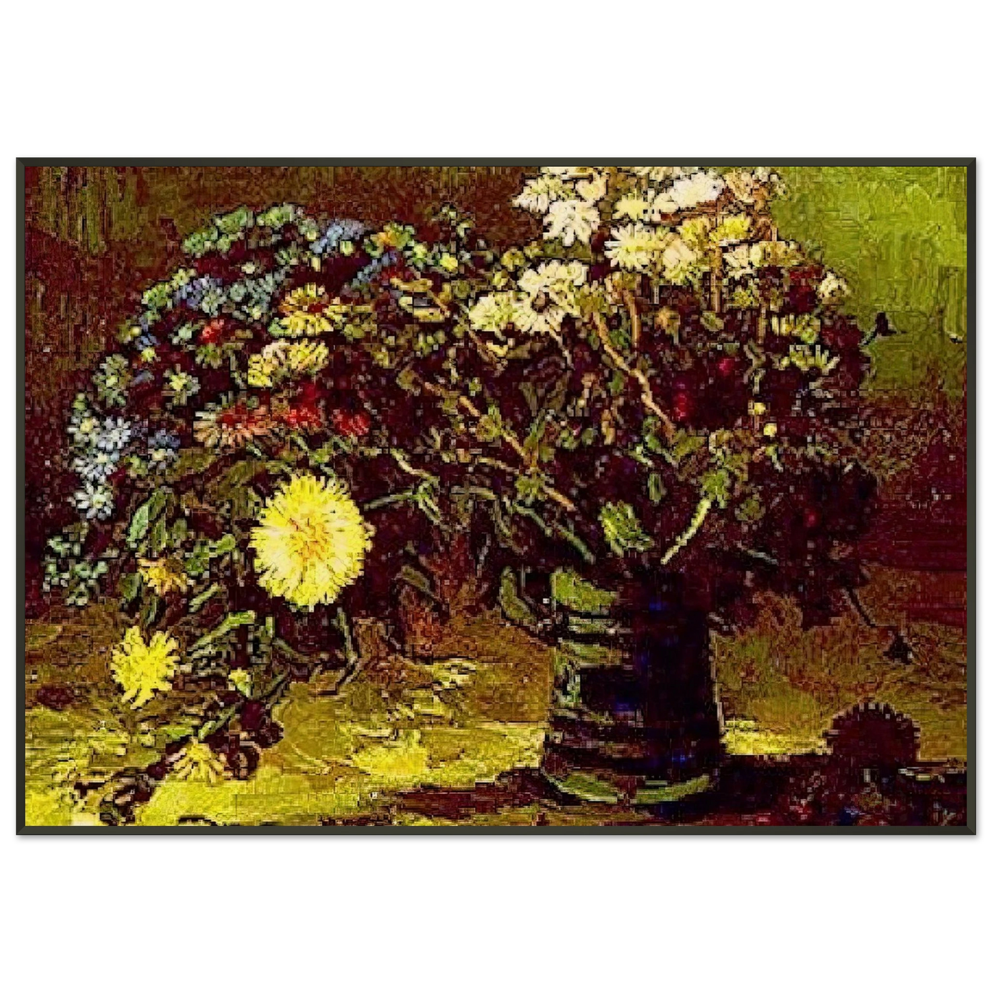 Vincent van Gogh Vase with Daisies Framed Art Print - Aluminum Frame - 21x29.7 cm / 8x12"